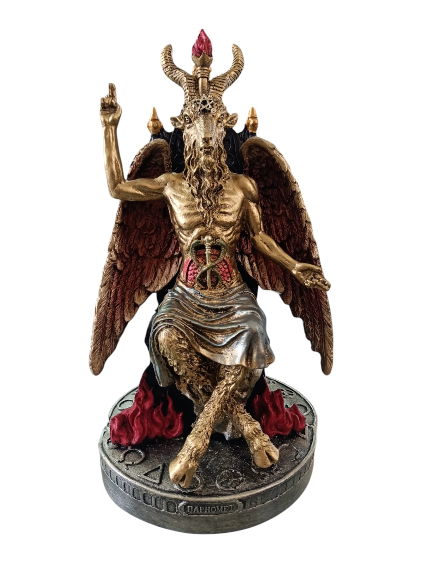 Figura Baphomet en Trono 25 cm | Estatua Esotérica de Resina con Acabado Premium | Decoración Mística y Ocultista para Altar y Colección
