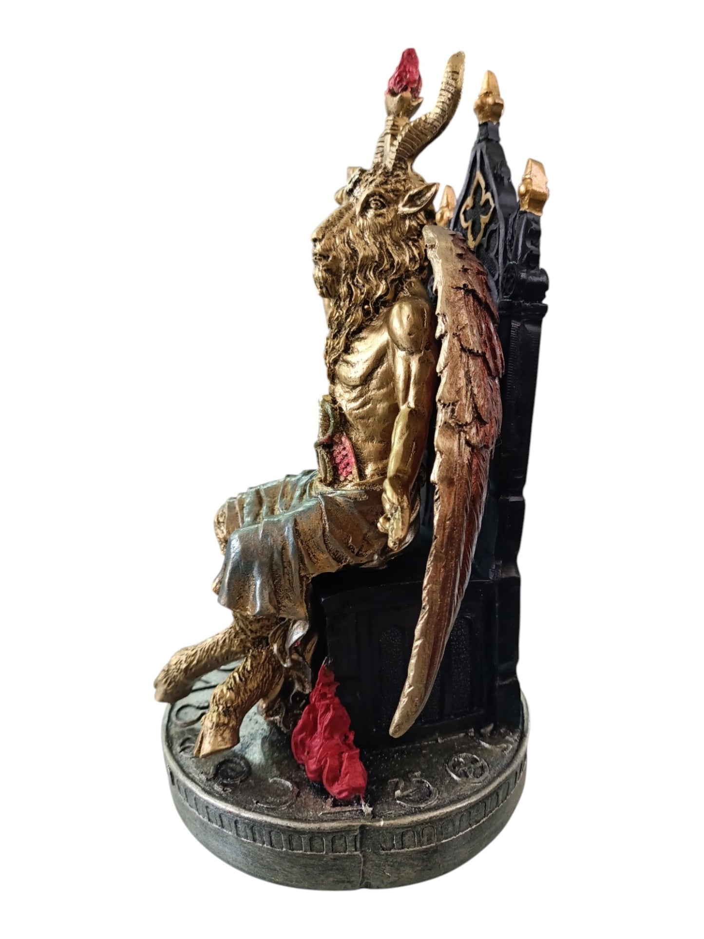 Figura Baphomet en Trono 25 cm | Estatua Esotérica de Resina con Acabado Premium | Decoración Mística y Ocultista para Altar y Colección