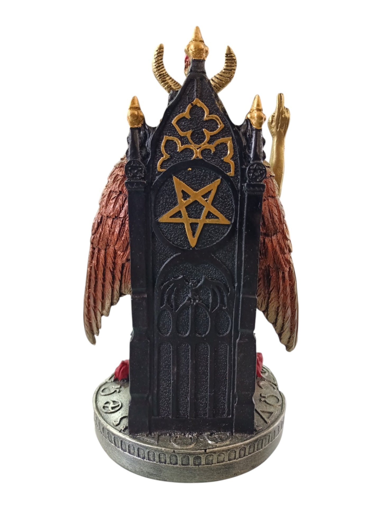 Figura Baphomet en Trono 25 cm | Estatua Esotérica de Resina con Acabado Premium | Decoración Mística y Ocultista para Altar y Colección