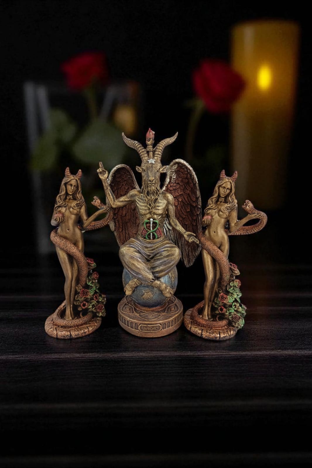 Figuras Esotéricas Lilith y Baphomet de Resina – Esculturas Ocultistas y Decoración Gótica | Arte Místico y Coleccionable