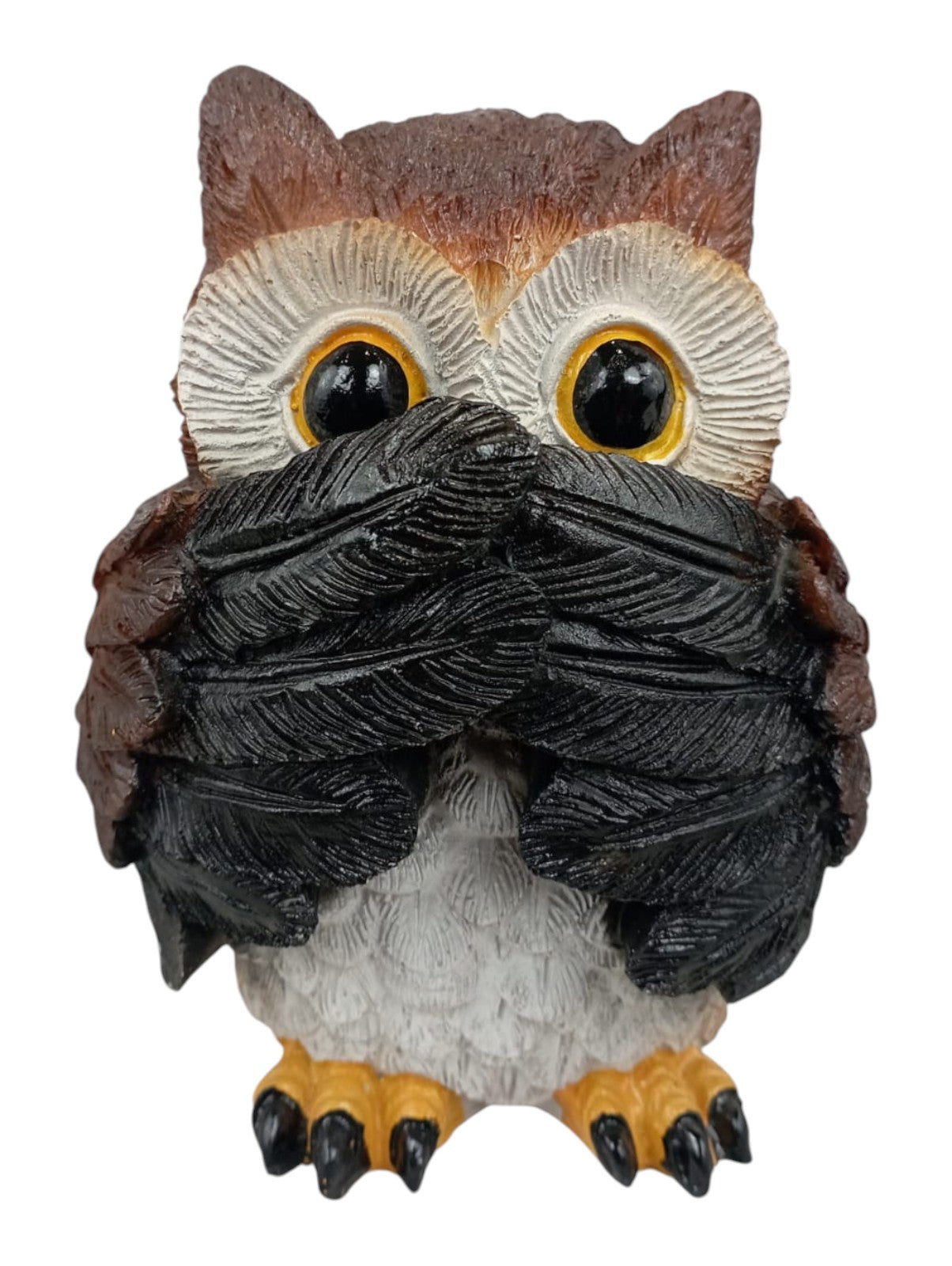 Set de Búhos Sabios Decorativos de Resina – Figuras “No veo, No oigo, No hablo”