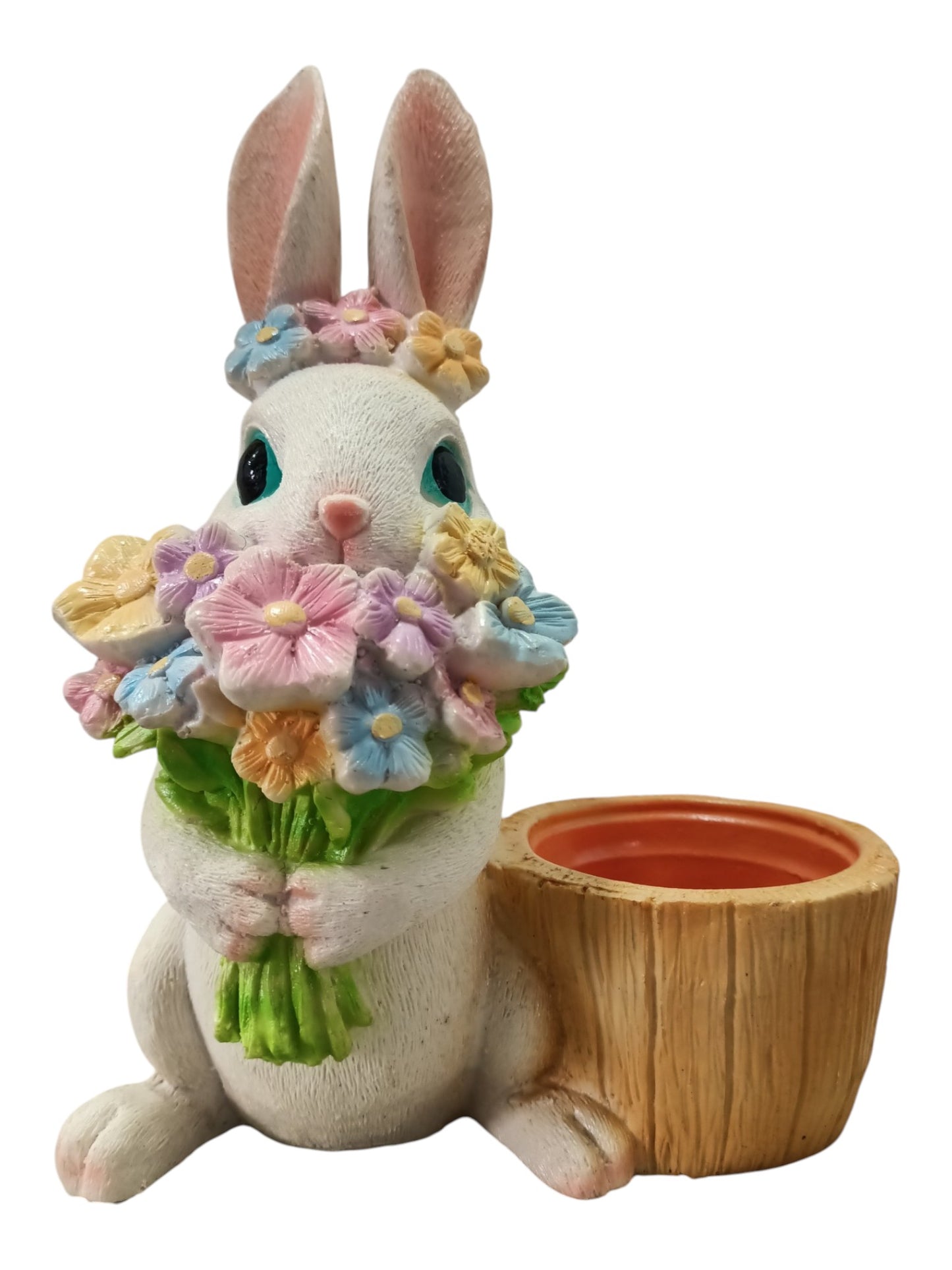 Maceta Decorativa Conejito con Flores – Dulzura que Decora y Enamora