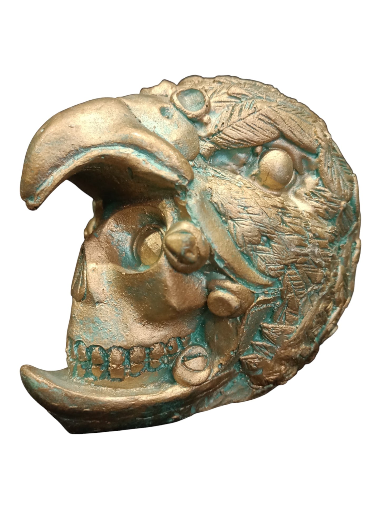 Cráneo Decorativo Jaguar Mini – Escultura Artesanal Estilo Prehispánico