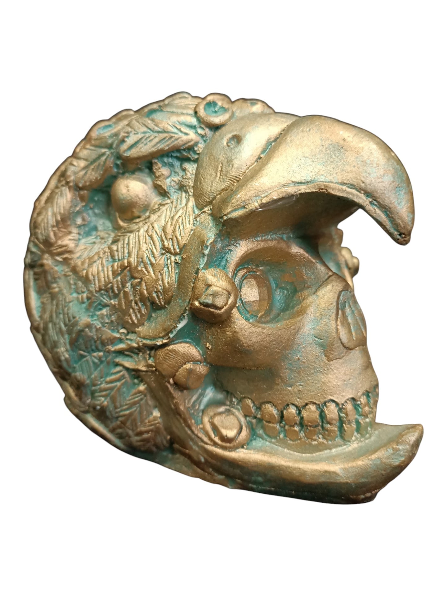 Cráneo Decorativo Jaguar Mini – Escultura Artesanal Estilo Prehispánico