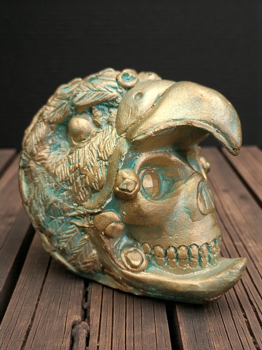 Cráneo Decorativo Jaguar Mini – Escultura Artesanal Estilo Prehispánico