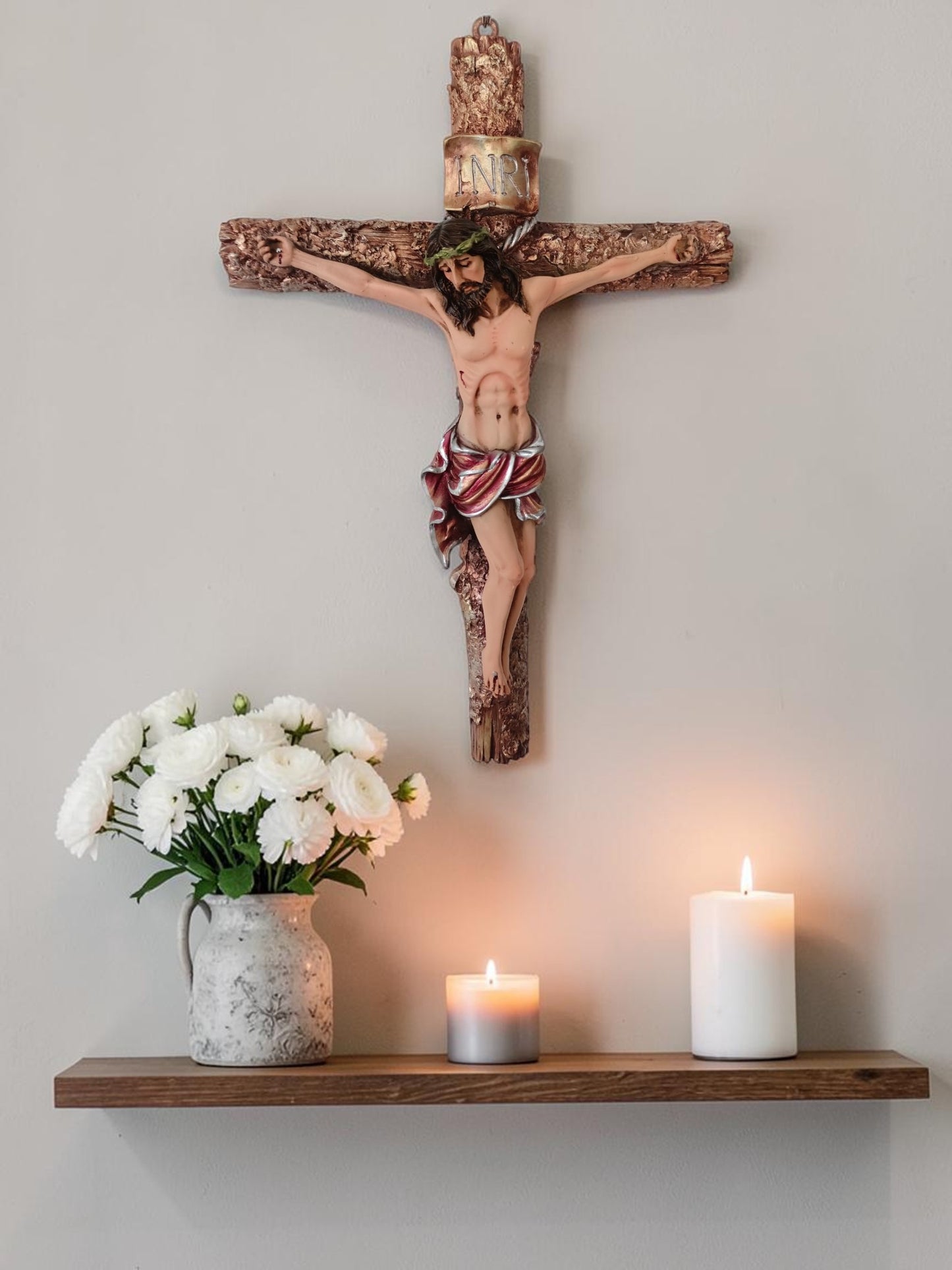 Cristo de la Agonía 37 cm – Fe, Sacrificio y Redención en Acabado Metálico