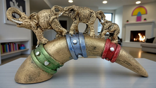 Cuerno de la Abundancia Feng Shui, Cuerno con Elefantes, Objeto Espiritual de Abundancia, Colmillo de la Fortuna.