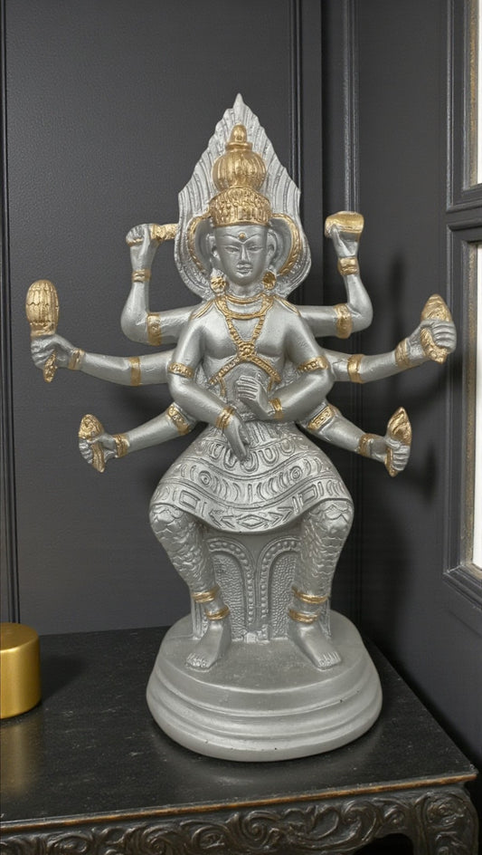 Escultura de la Diosa Kali Multibrazos – Estatua Espiritual en Resina 30 cm