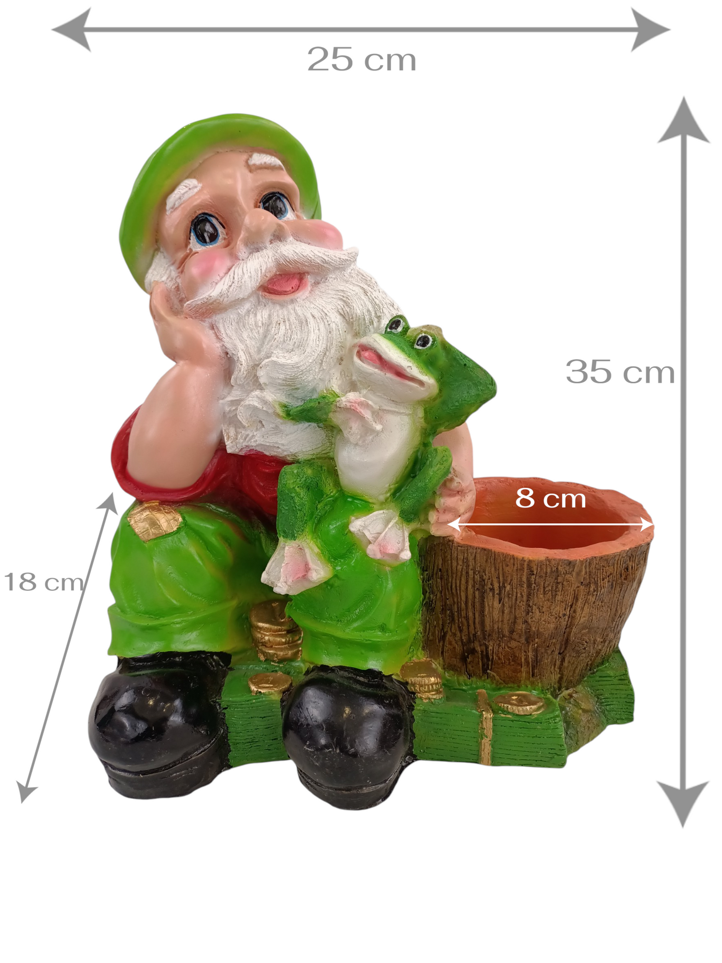 Duende de la Fortuna con Rana – Maceta Decorativa 35 cm