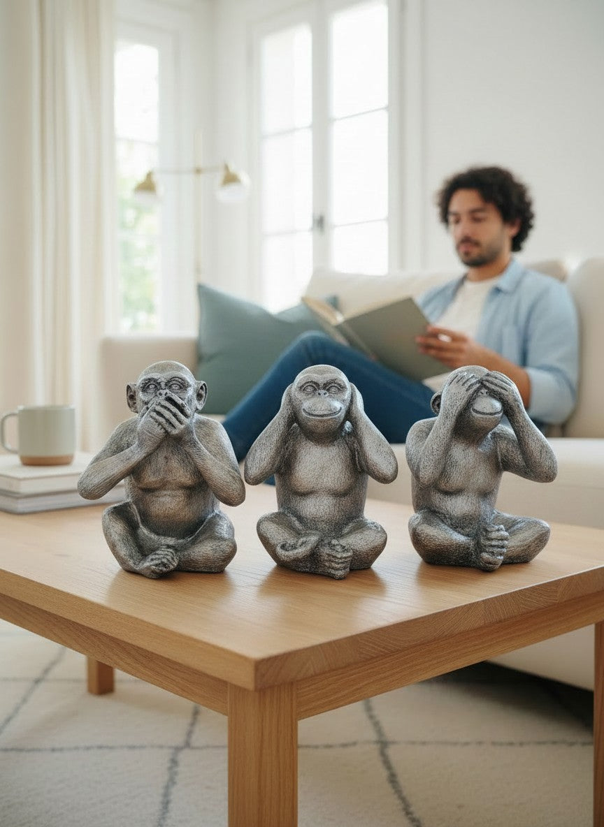 Decorative Figurines for Desk Interior Virtue Monkeys