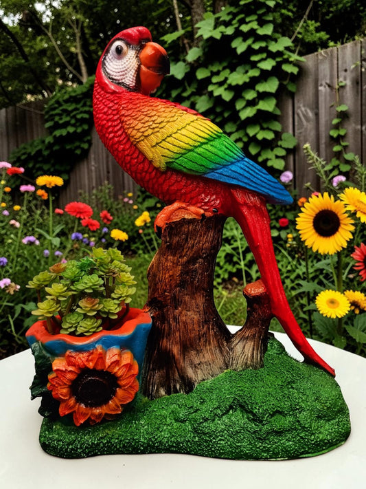 Figura escultura decorativa para jardín - Maceta guacamaya decoracion de anterior - Maceta para suculentas