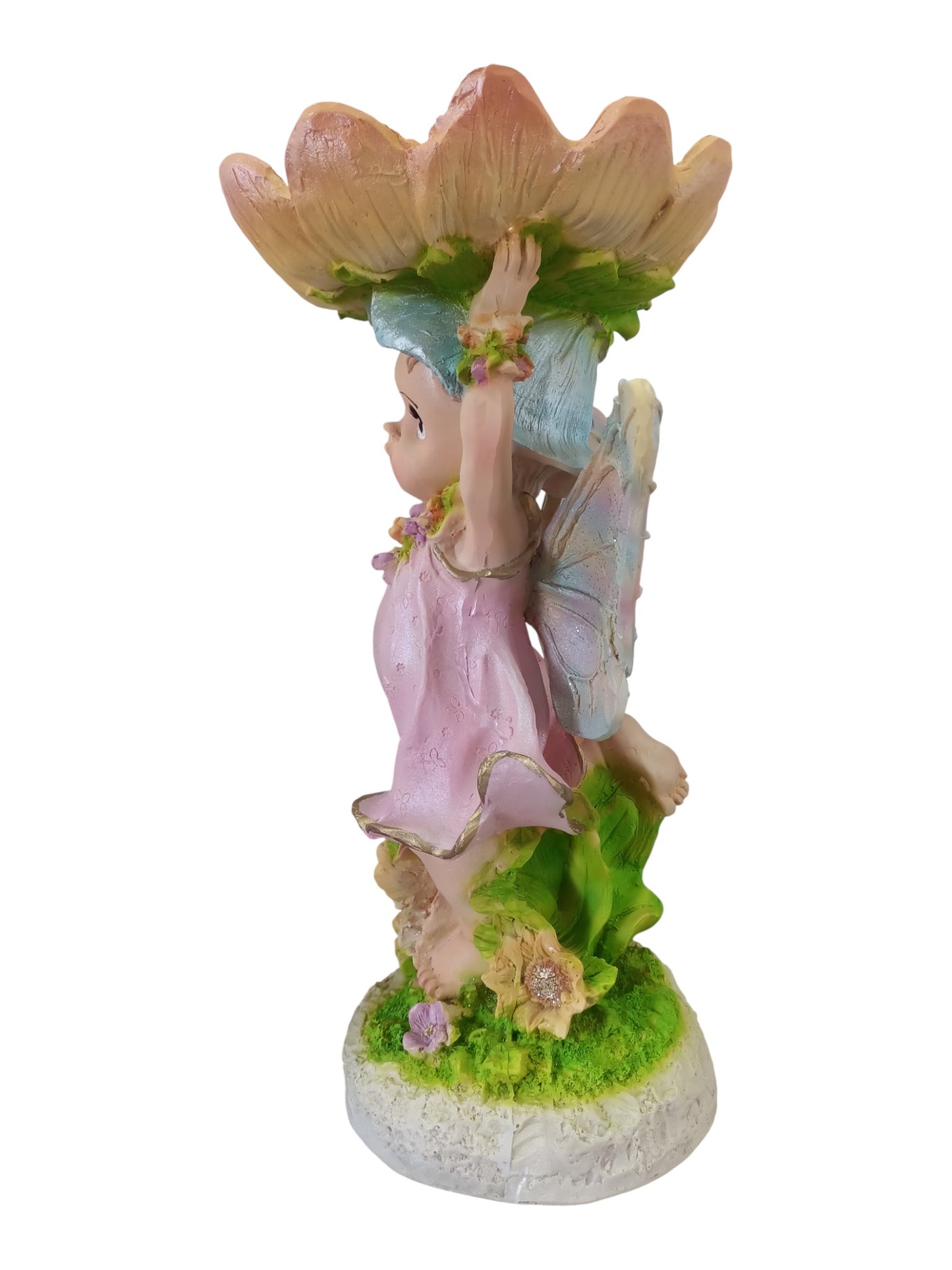 Hada Frutero Florero Decorativa de Resina – Figura Fantasía Floral para Hogar y Jardín 35 cm