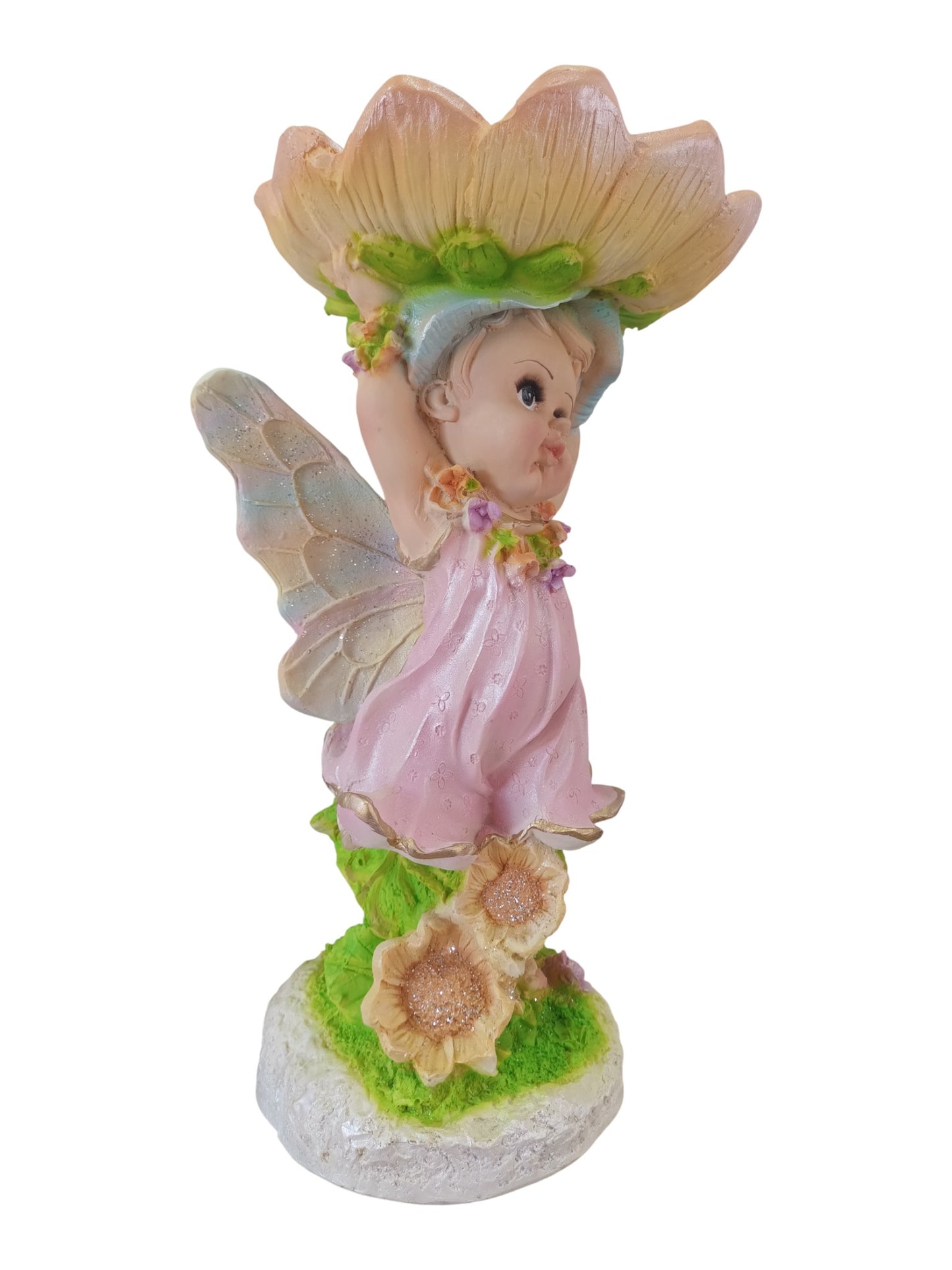 Hada Frutero Florero Decorativa de Resina – Figura Fantasía Floral para Hogar y Jardín 35 cm