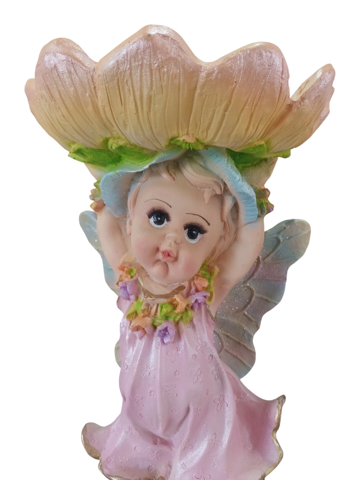 Hada Frutero Florero Decorativa de Resina – Figura Fantasía Floral para Hogar y Jardín 35 cm