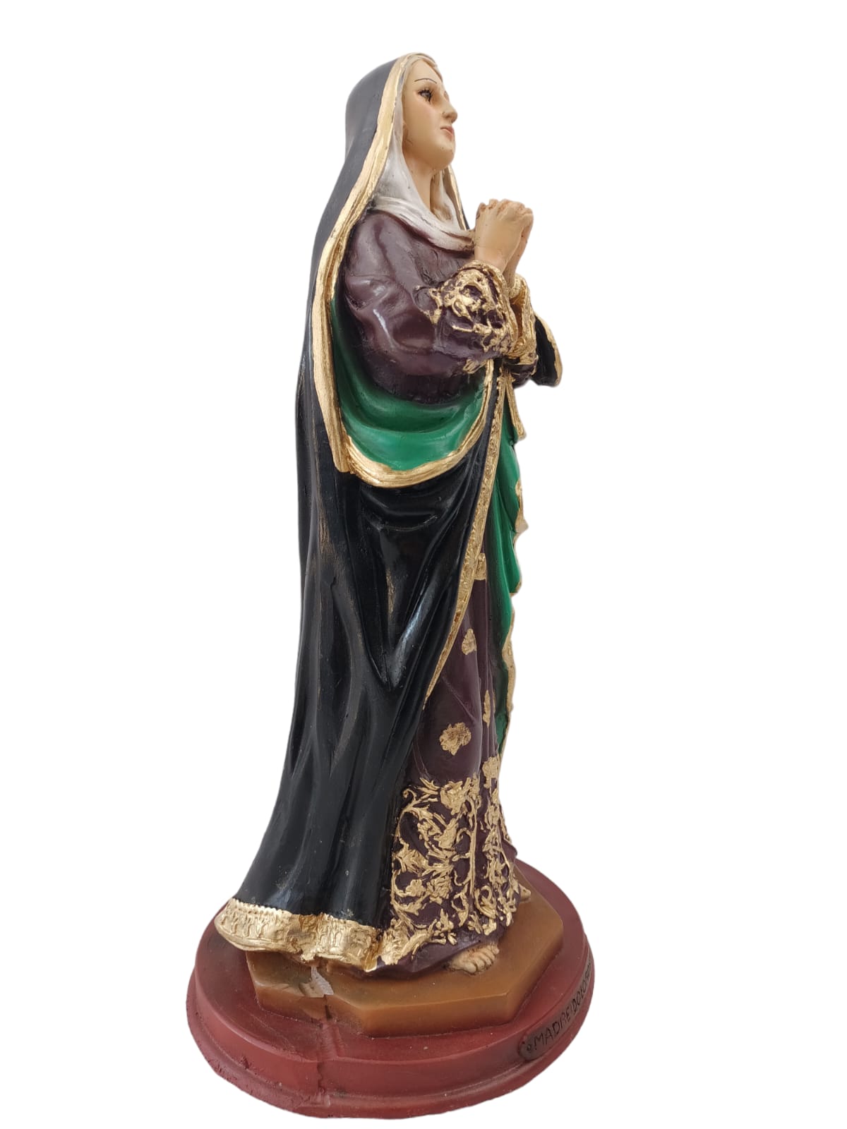 Virgen Dolorosa 30 cm – Figura Religiosa de Fe y Devoción en Resina