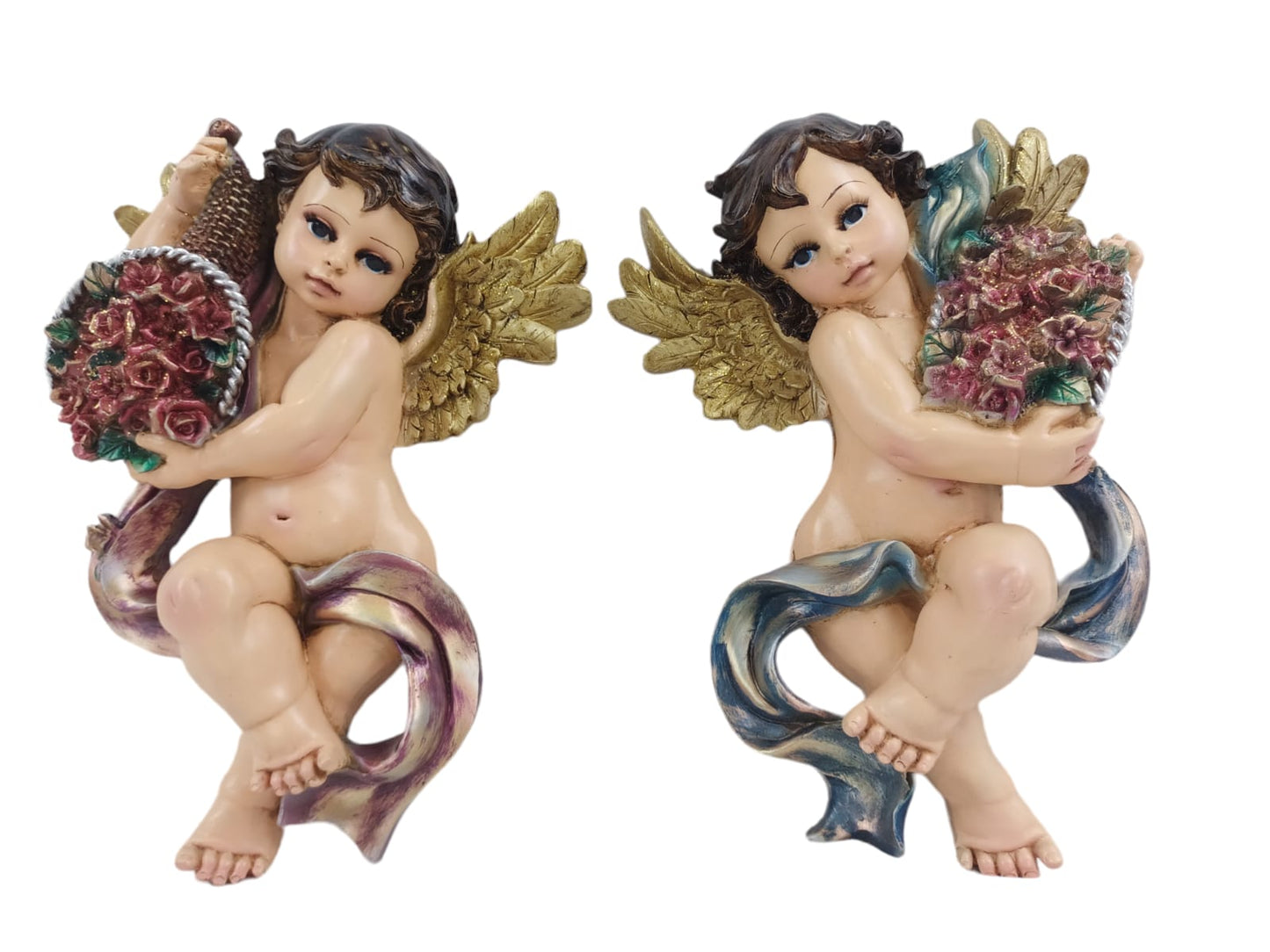 Par de Ángeles Decorativos para Pared – Arte Religioso en Relieve 28 cm