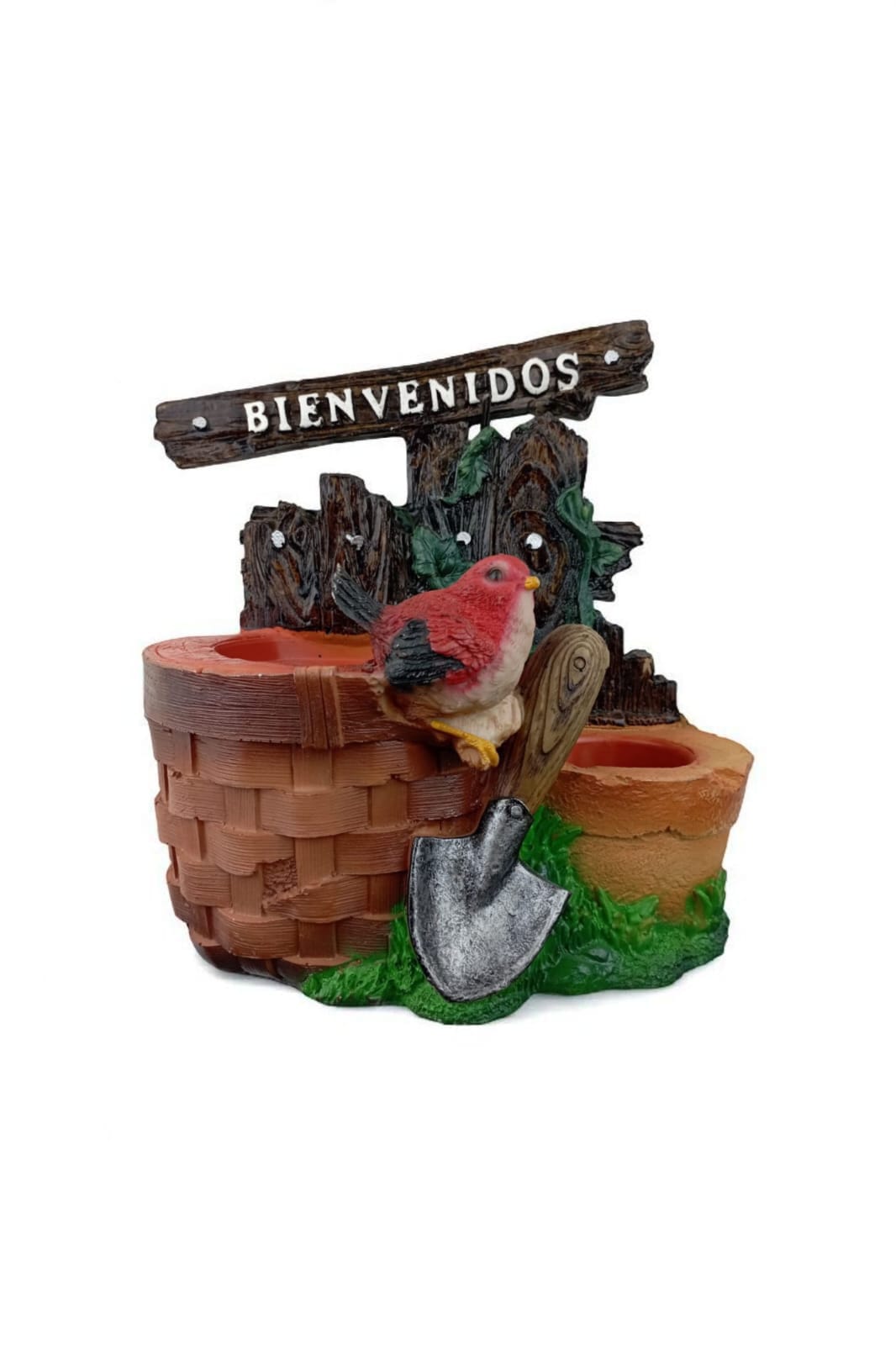 Maceta Decorativa para Pared – Figura de Jardín Exterior en Resina  | Bienvenidos, Adorno Rústico