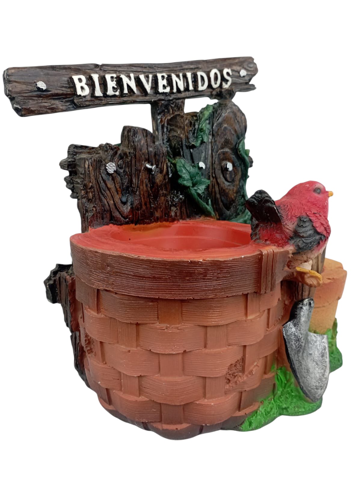 Maceta Decorativa para Pared – Figura de Jardín Exterior en Resina  | Bienvenidos, Adorno Rústico