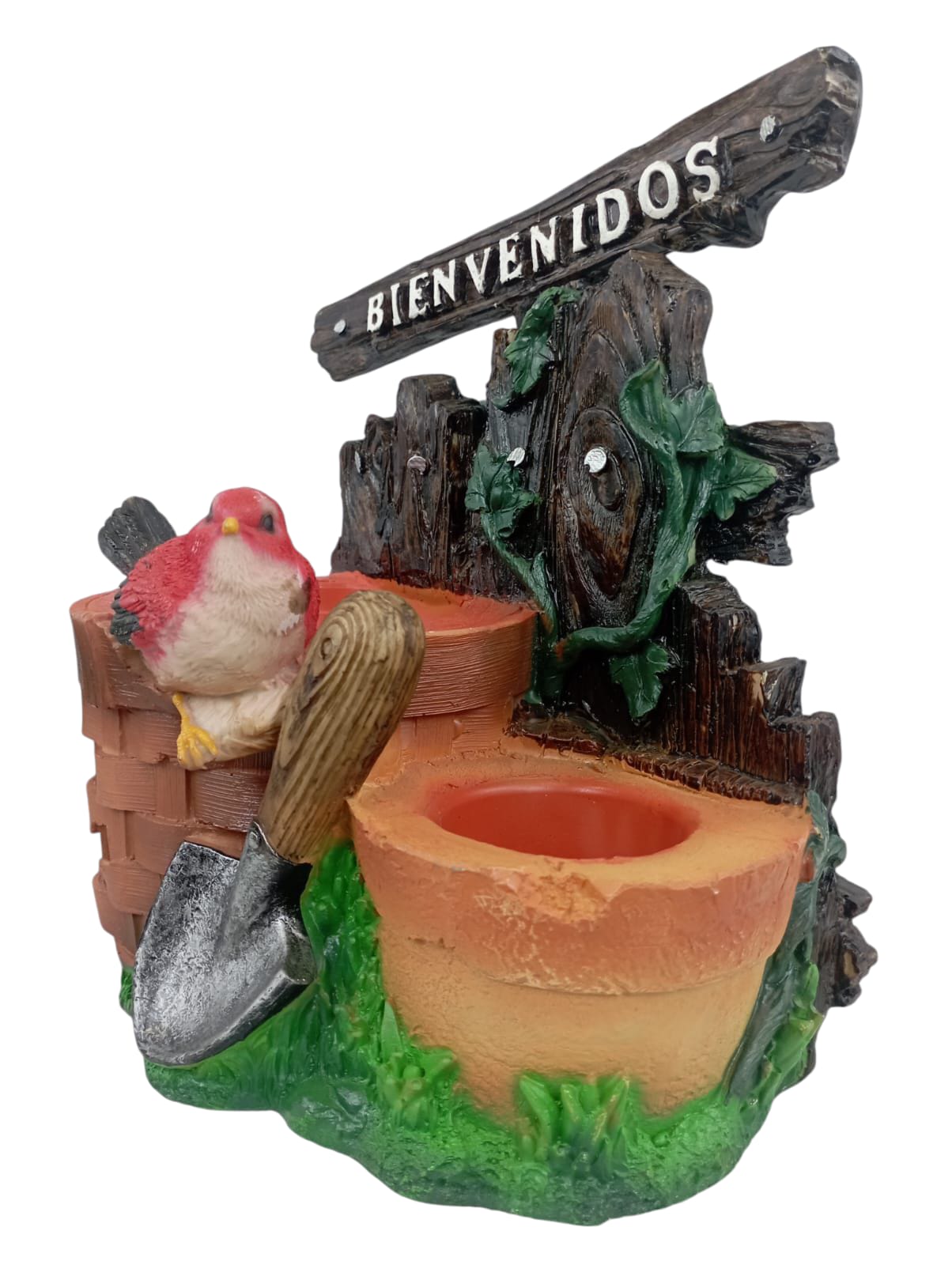 Maceta Decorativa para Pared – Figura de Jardín Exterior en Resina  | Bienvenidos, Adorno Rústico