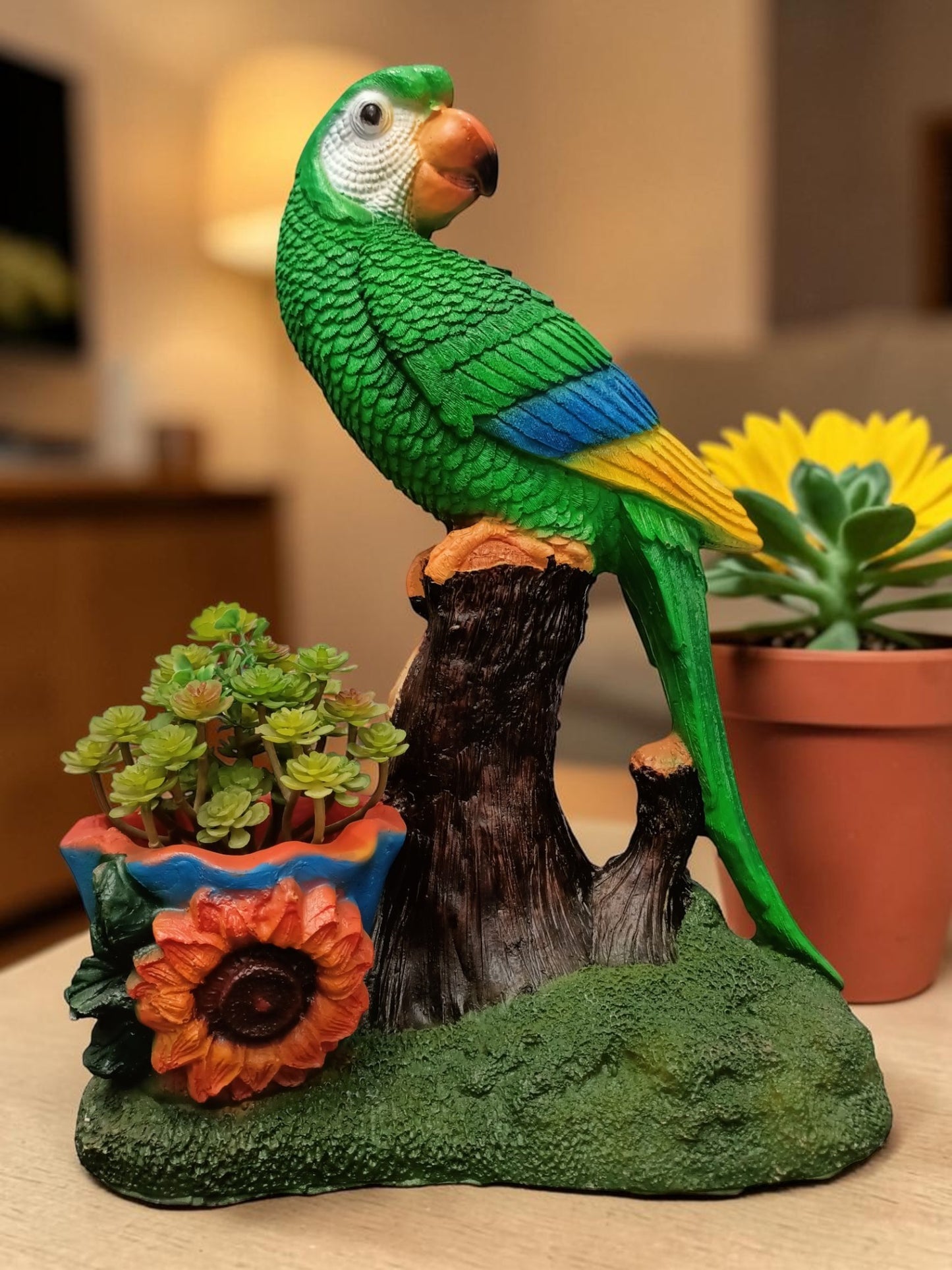 Figura escultura decorativa para jardín - Maceta guacamaya decoracion de anterior - Maceta para suculentas