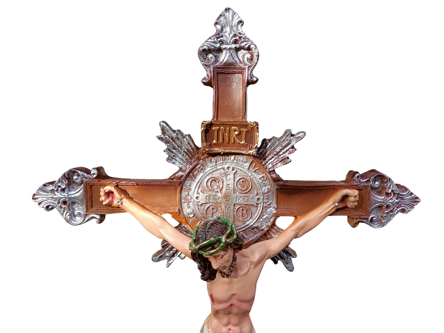 Cristo con Medalla de San Benito 50 cm | Protección Divina y Fe Inquebrantable