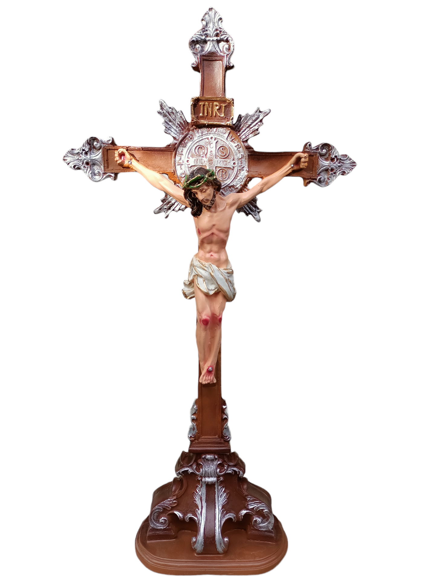 Cristo con Medalla de San Benito 50 cm | Protección Divina y Fe Inquebrantable