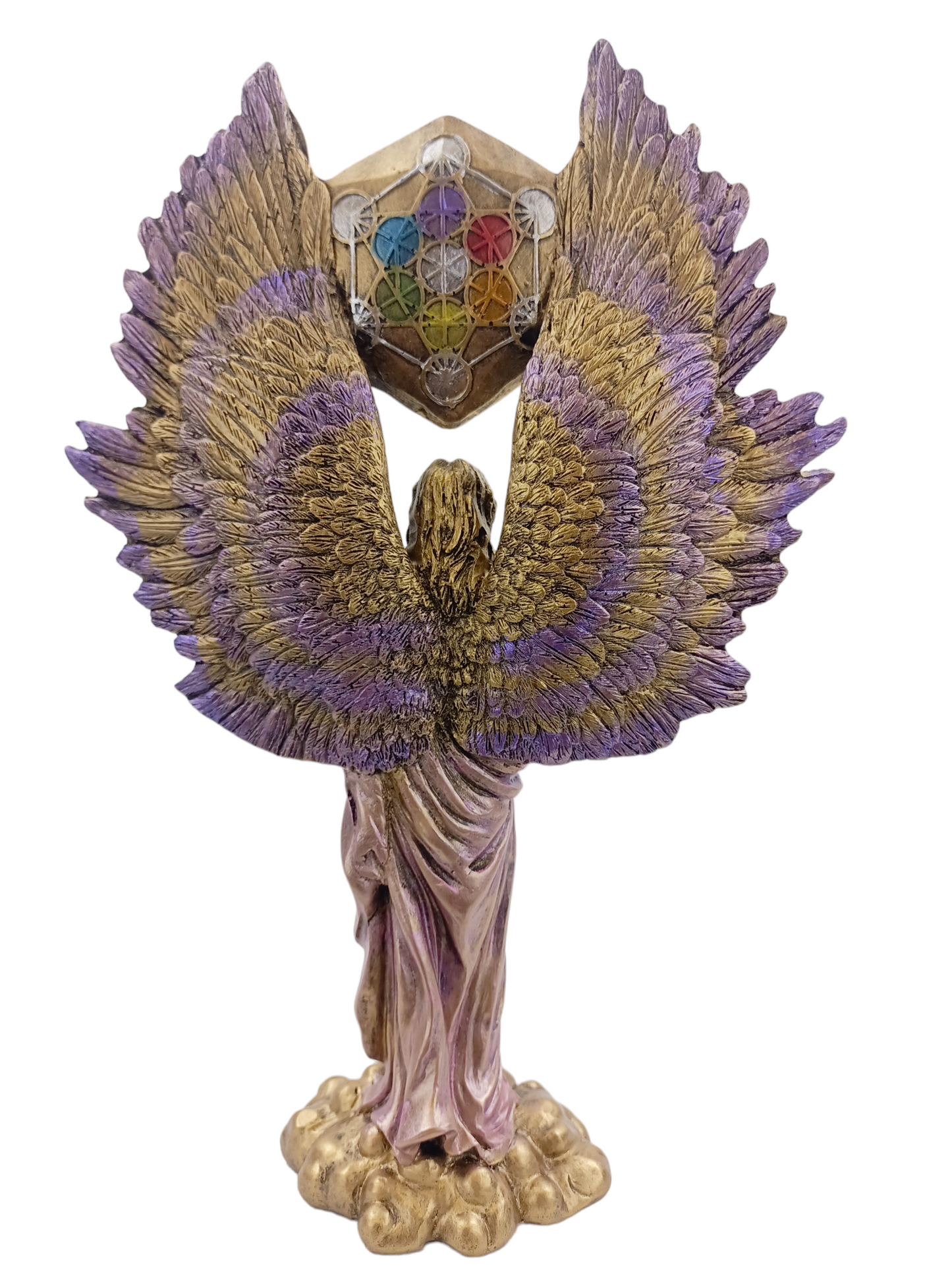 Arcángel Metatrón de 35 cm en Resina - Con Cubo de Metatrón Multicolor