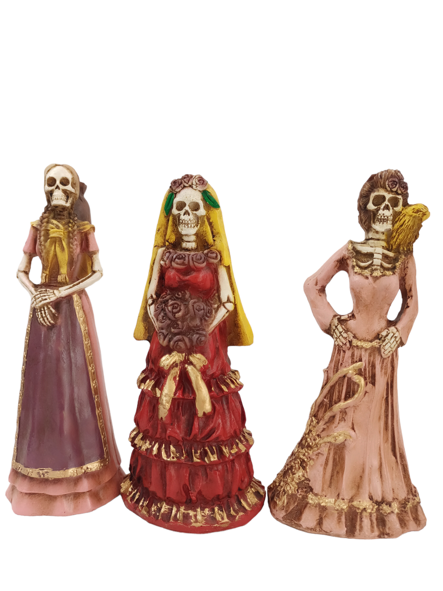 Set de Catrinas Decorativas Día de Muertos | Figuras Artesanales en Resina 20 cm