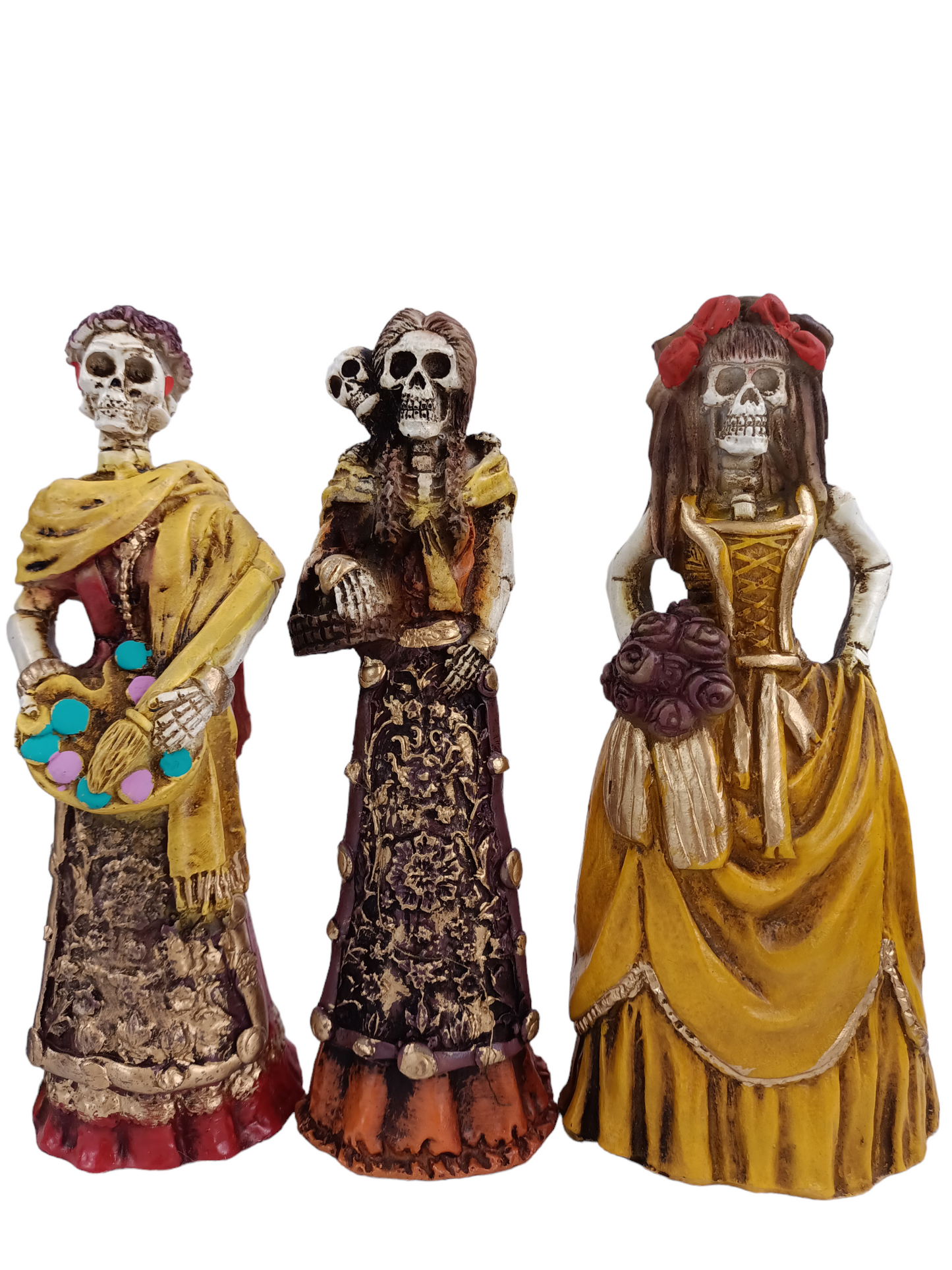 Set de Catrinas Decorativas Día de Muertos | Figuras Artesanales en Resina 20 cm