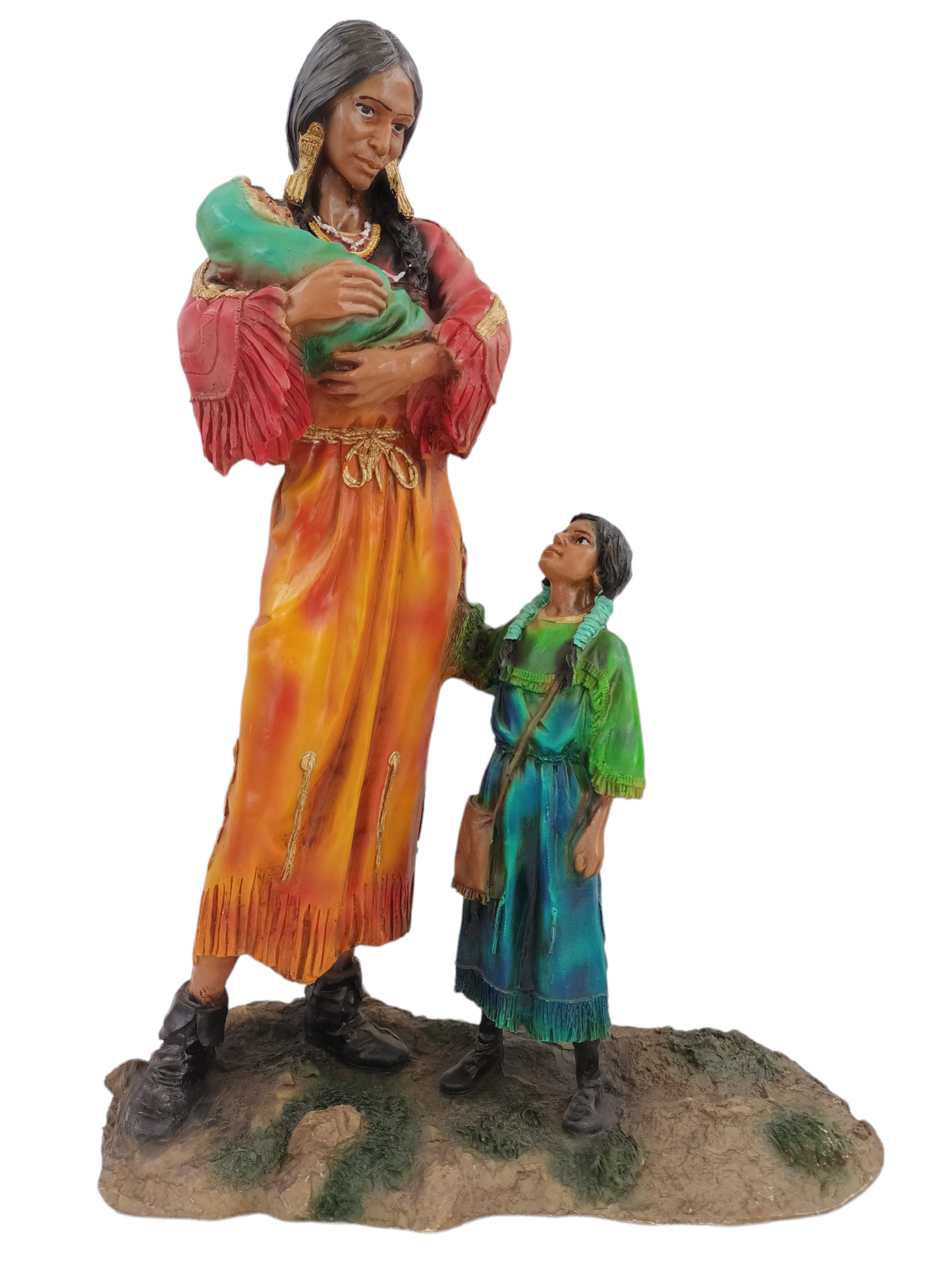 Figura de Mujer Nativa Americana Maternidad Indígena, 50 cm de Alto