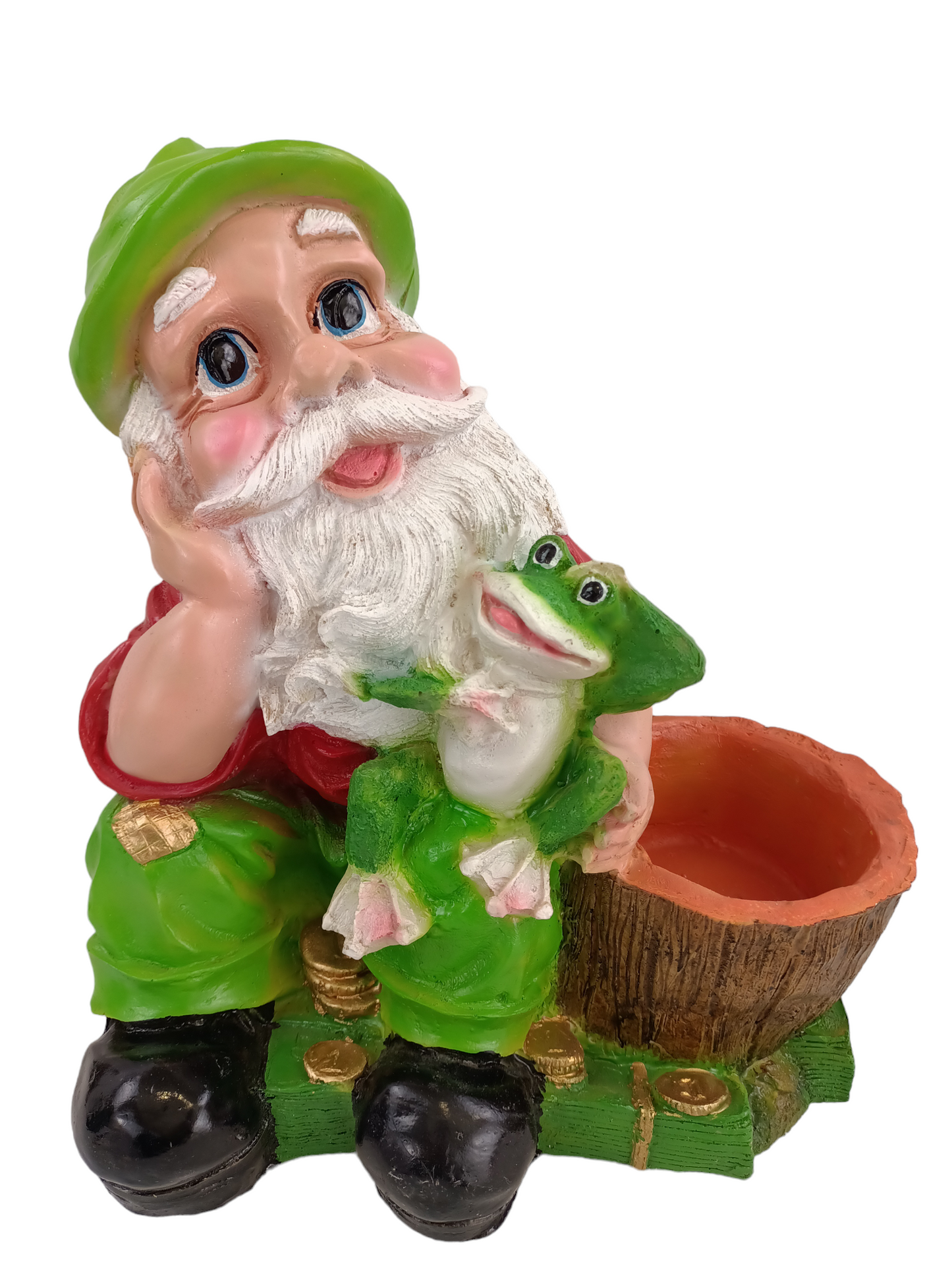Duende de la Fortuna con Rana – Maceta Decorativa 35 cm