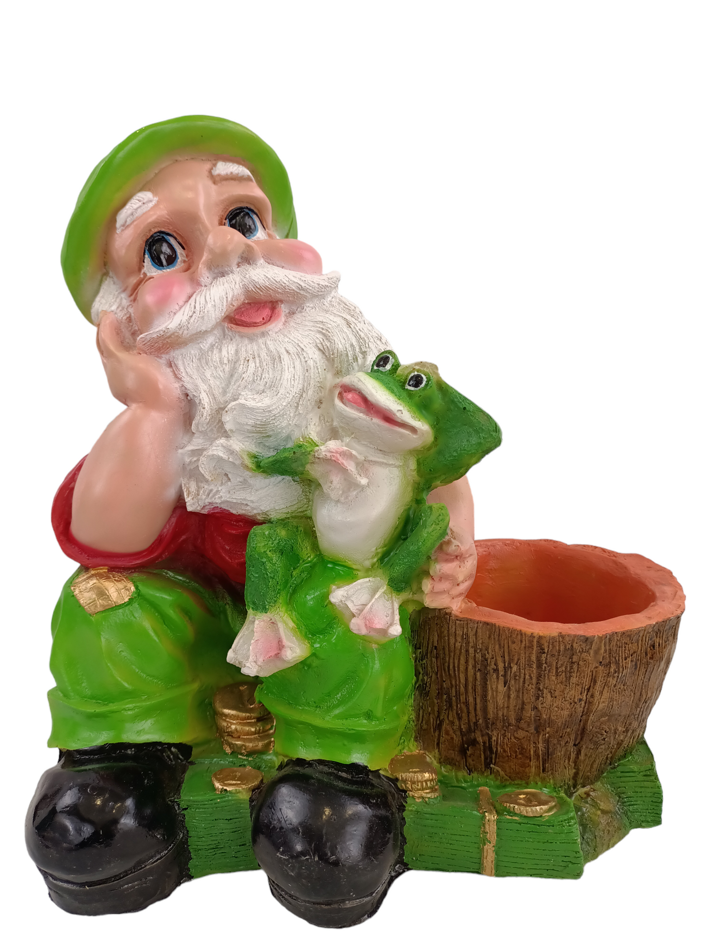 Duende de la Fortuna con Rana – Maceta Decorativa 35 cm