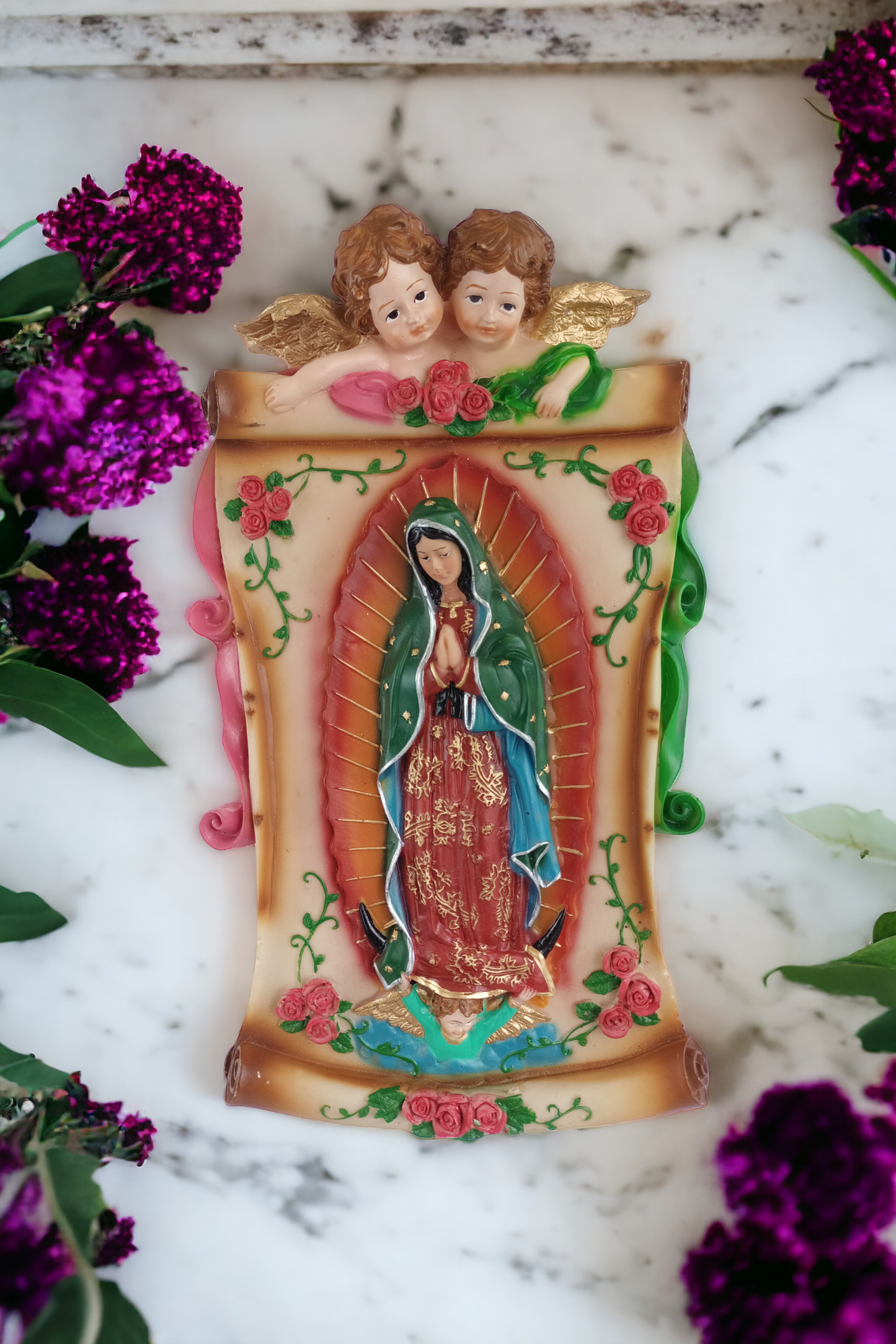 Virgen de Guadalupe Madre de Jesús, Pergamino de Resina para Colgar, 35 cm