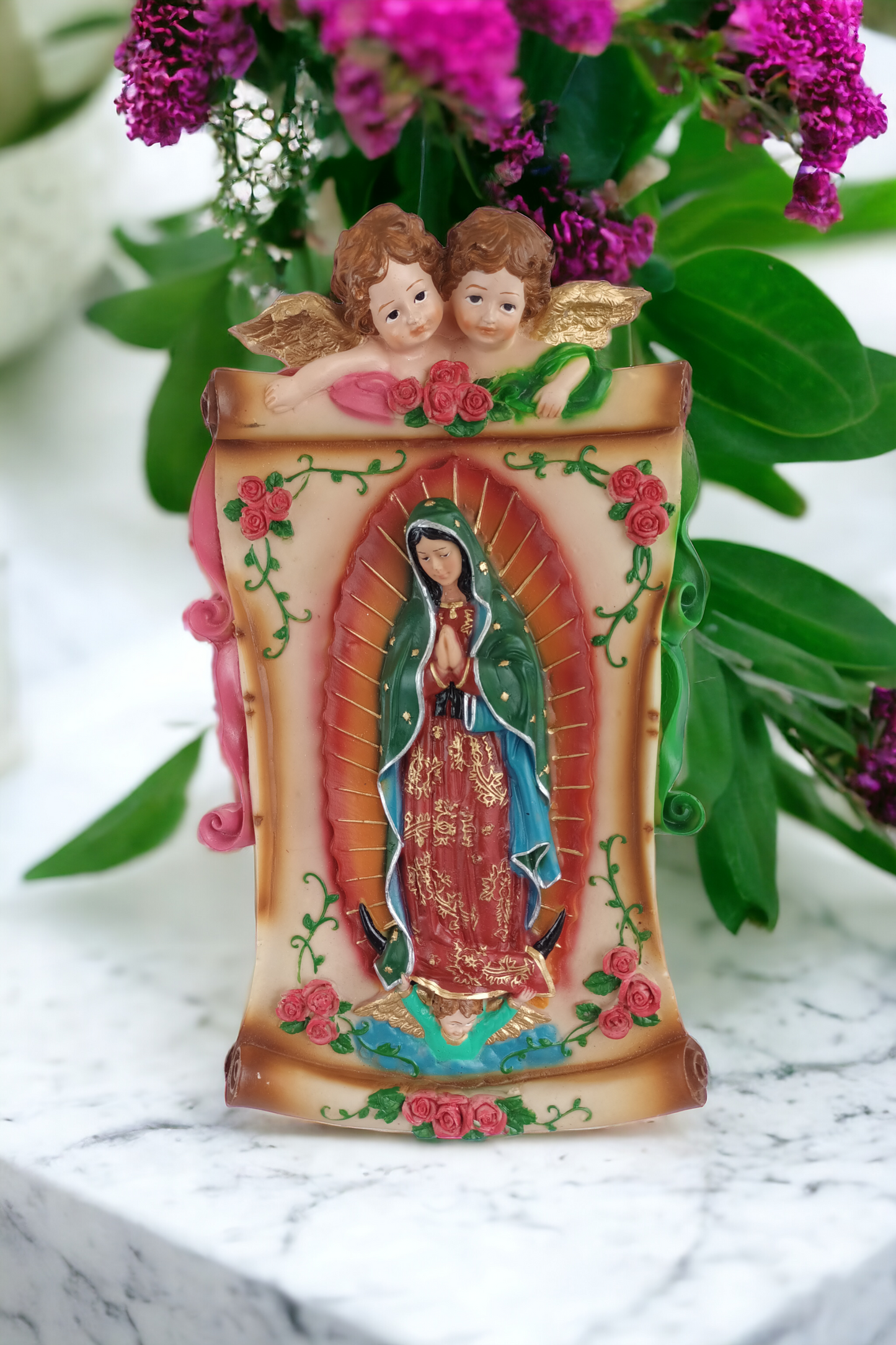 Virgen de Guadalupe Madre de Jesús, Pergamino de Resina para Colgar, 35 cm