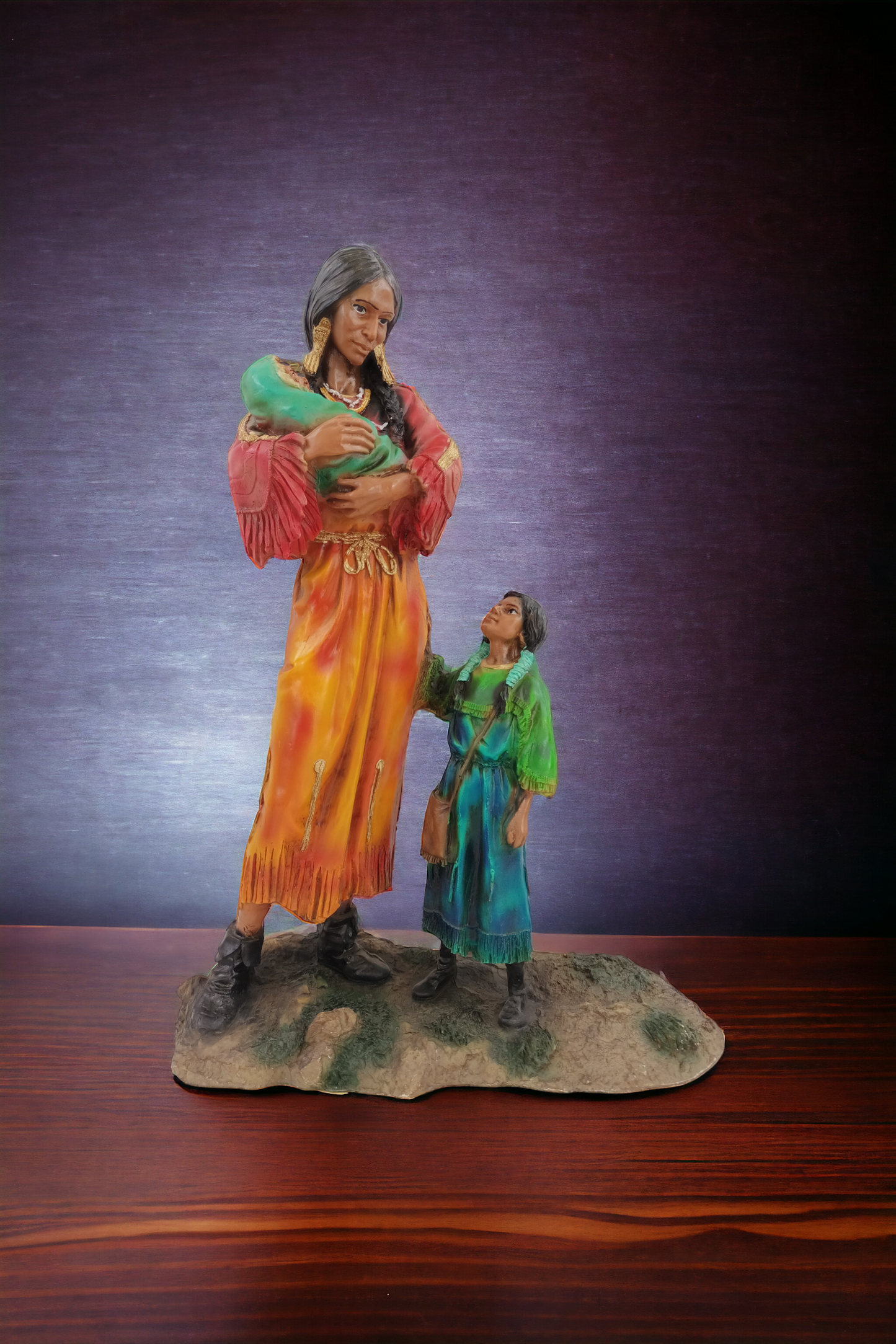 Figura de Mujer Nativa Americana Maternidad Indígena, 50 cm de Alto