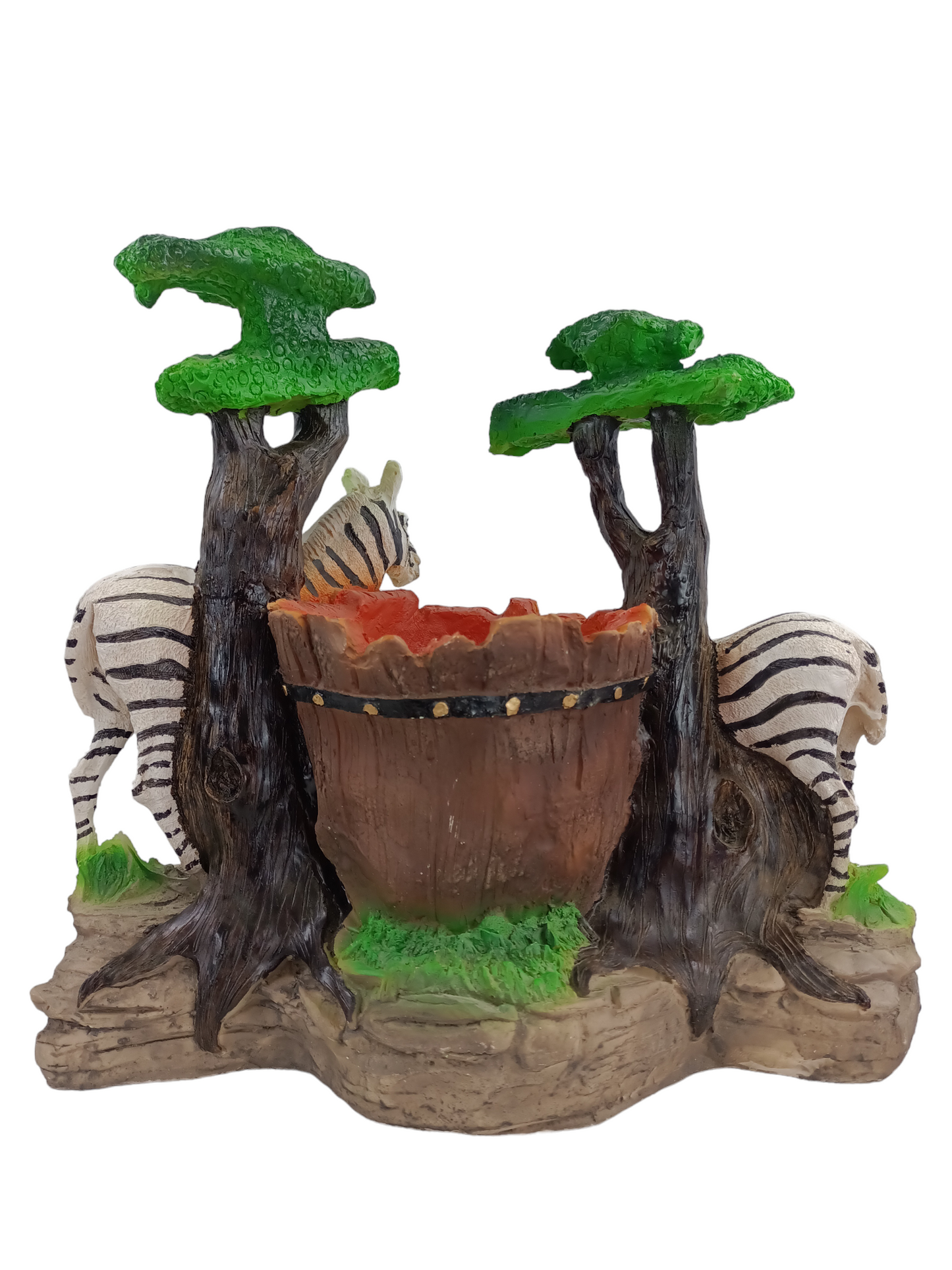 Maceta Decorativa Cebras – Escena Safari de Resina para Hogar y Jardín 34 cm