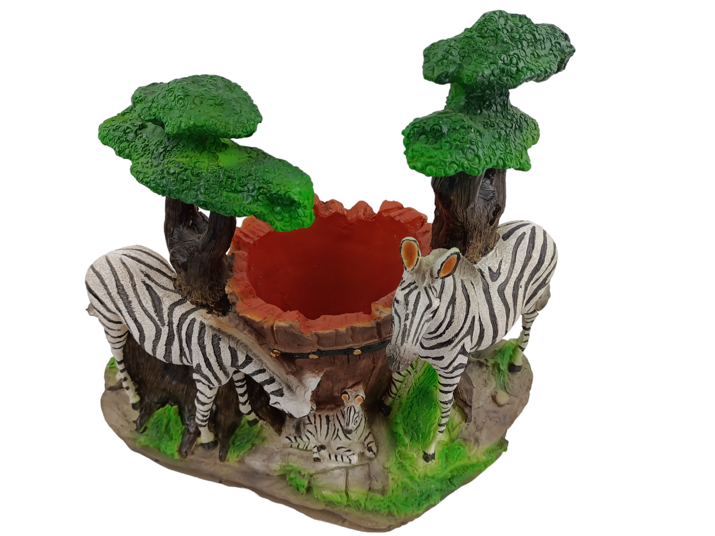 Maceta Decorativa Cebras – Escena Safari de Resina para Hogar y Jardín 34 cm
