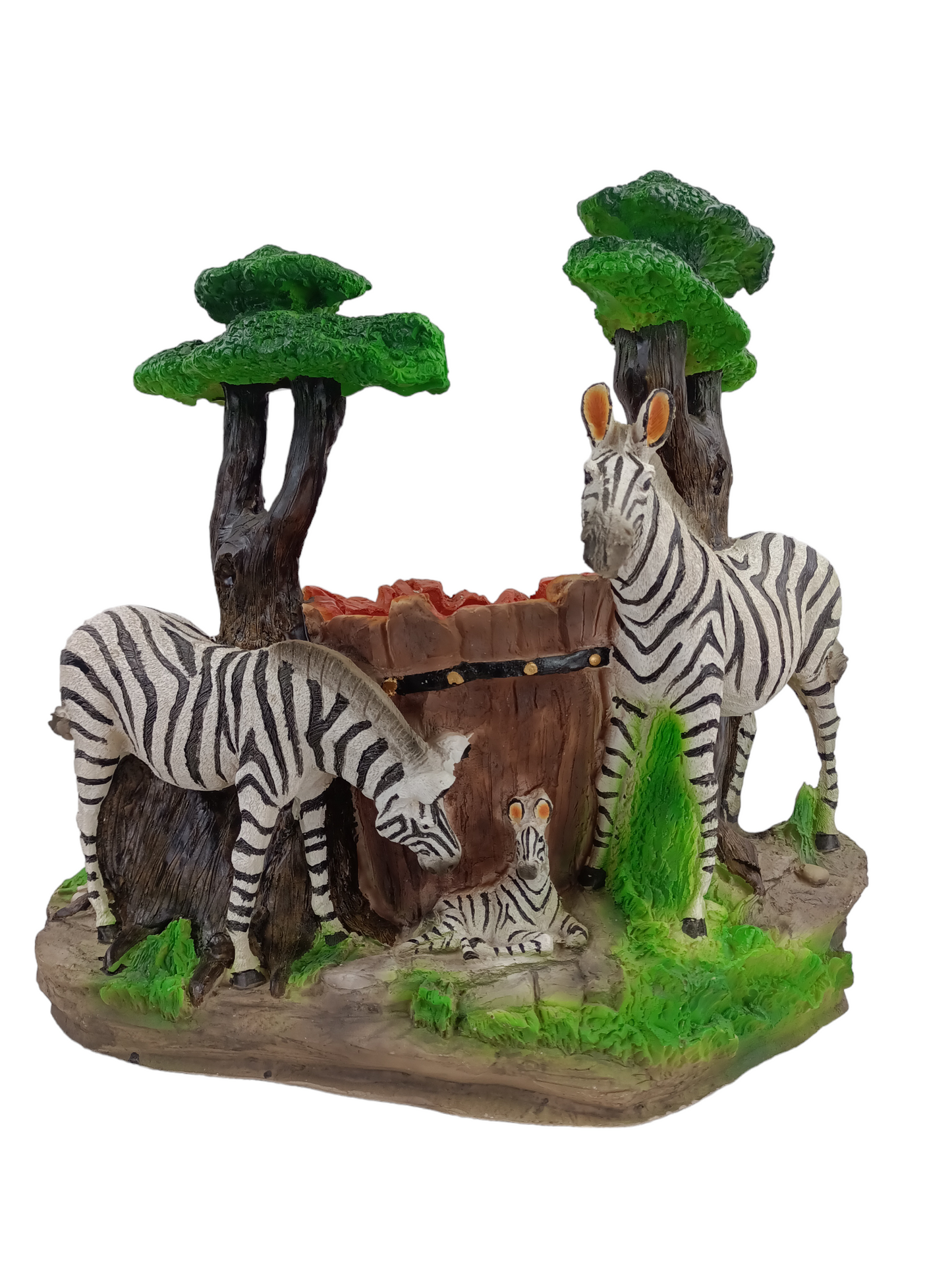 Maceta Decorativa Cebras – Escena Safari de Resina para Hogar y Jardín 34 cm