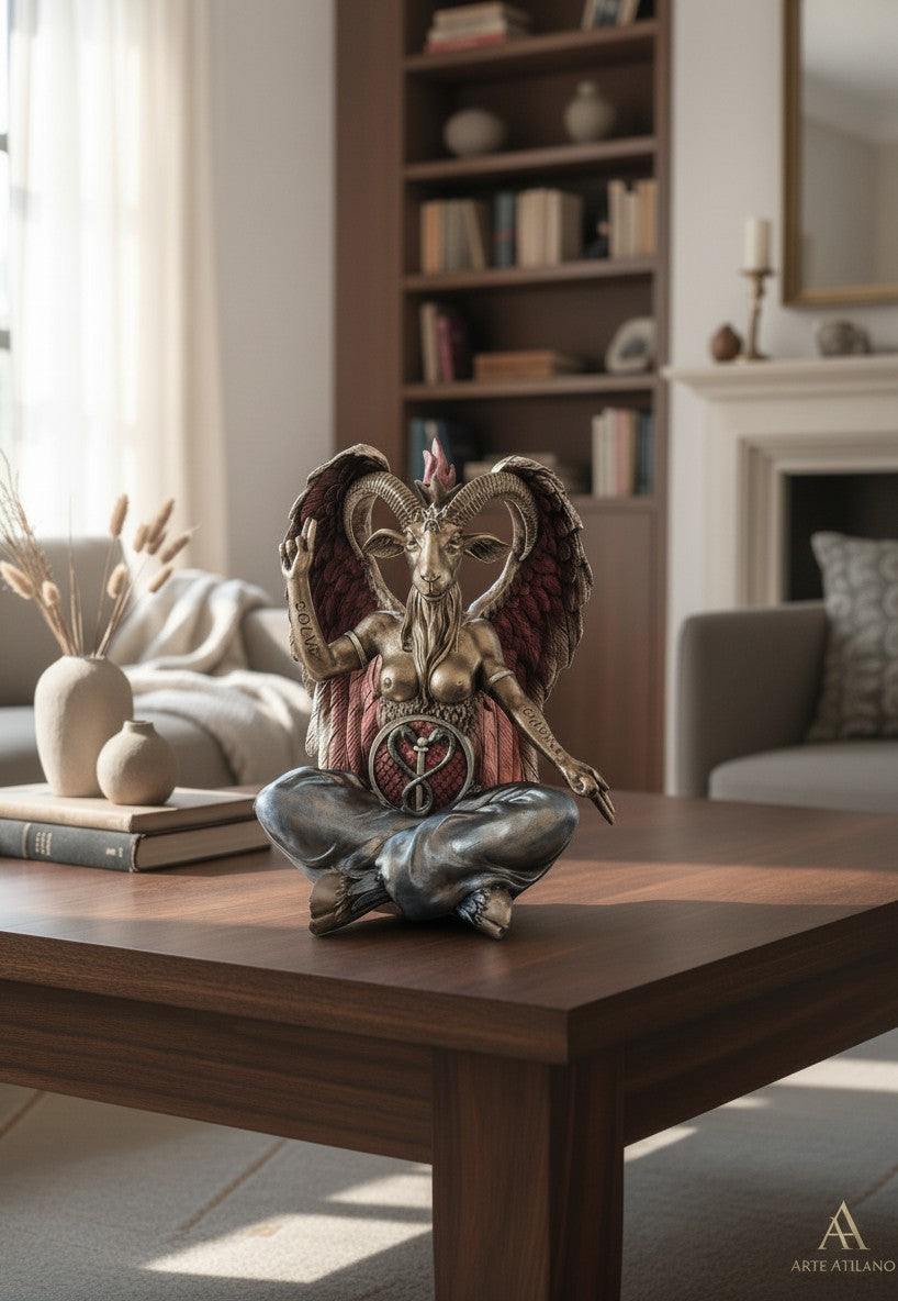 Figura Baphomet 40 cm Decoración Esotérica Premium | Estatua Mística de Resina con Acabado Antiguo
