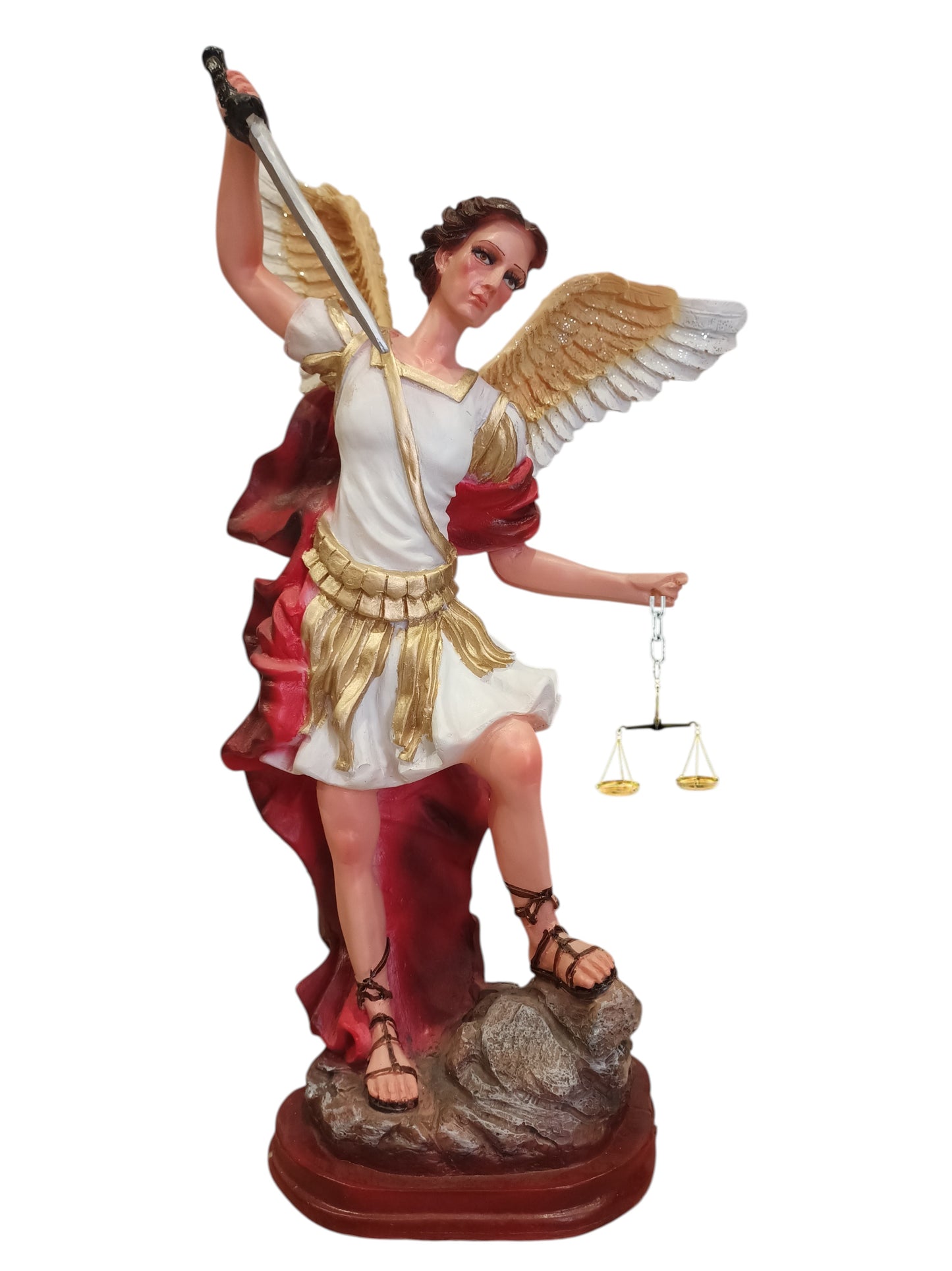 San Miguel Arcángel Triunfador 50 cm con espada y balanza sin diablo sin maligno