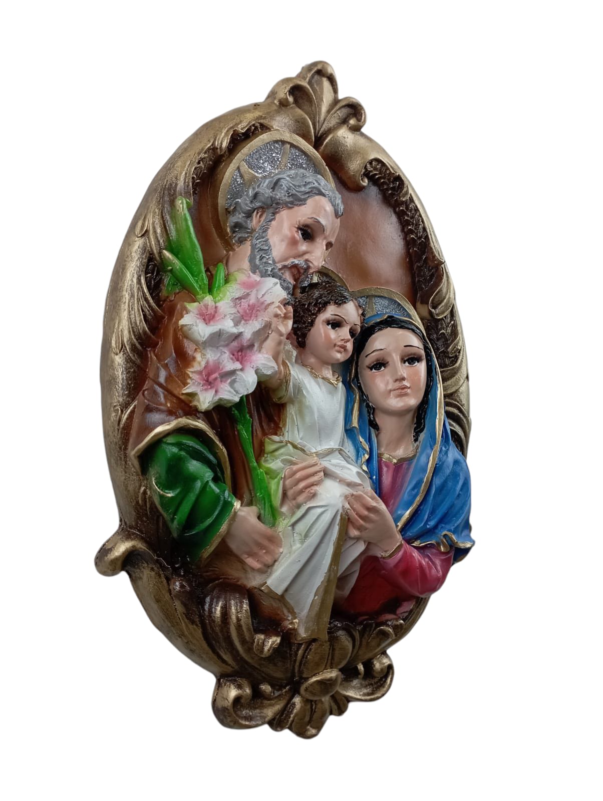 Cuadro de la Sagrada Familia para Pared 40 cm | Imagen Religiosa Decorativa de San José, Virgen María y Niño Jesús | Decoración Católica para Hogar