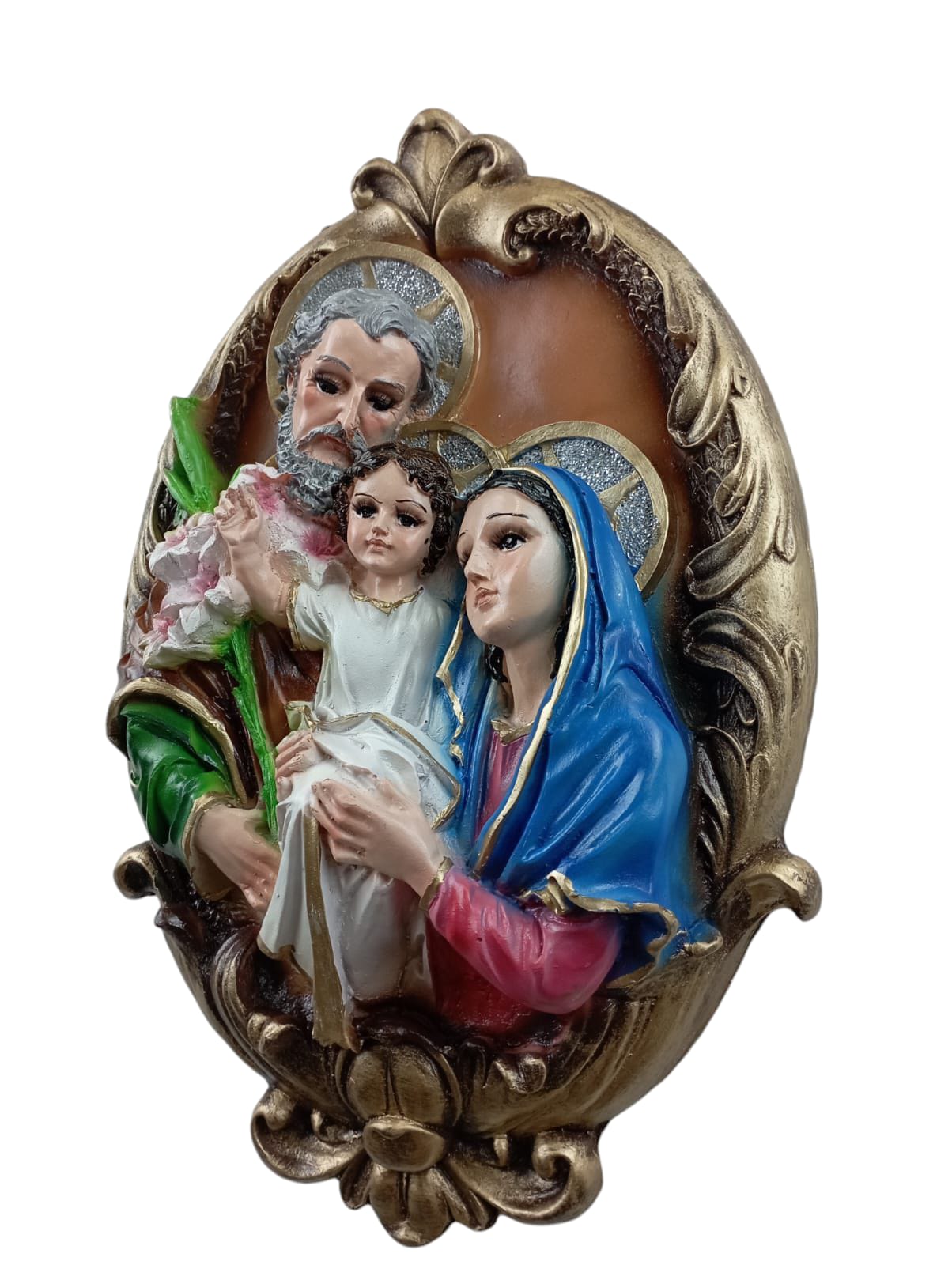 Cuadro de la Sagrada Familia para Pared 40 cm | Imagen Religiosa Decorativa de San José, Virgen María y Niño Jesús | Decoración Católica para Hogar