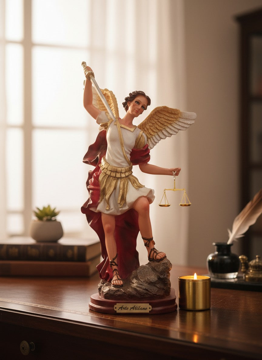 San Miguel Arcángel Triunfador 50 cm con espada y balanza sin diablo sin maligno