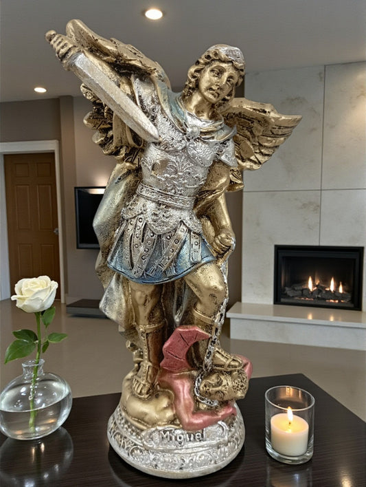 San Miguel Arcángel Mini Pequeño 15 Cm Metálico Resina