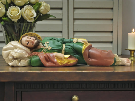 San José Dormido Figura Decorativa de Resina – Imagen Religiosa de Protección y Fe 30 cm