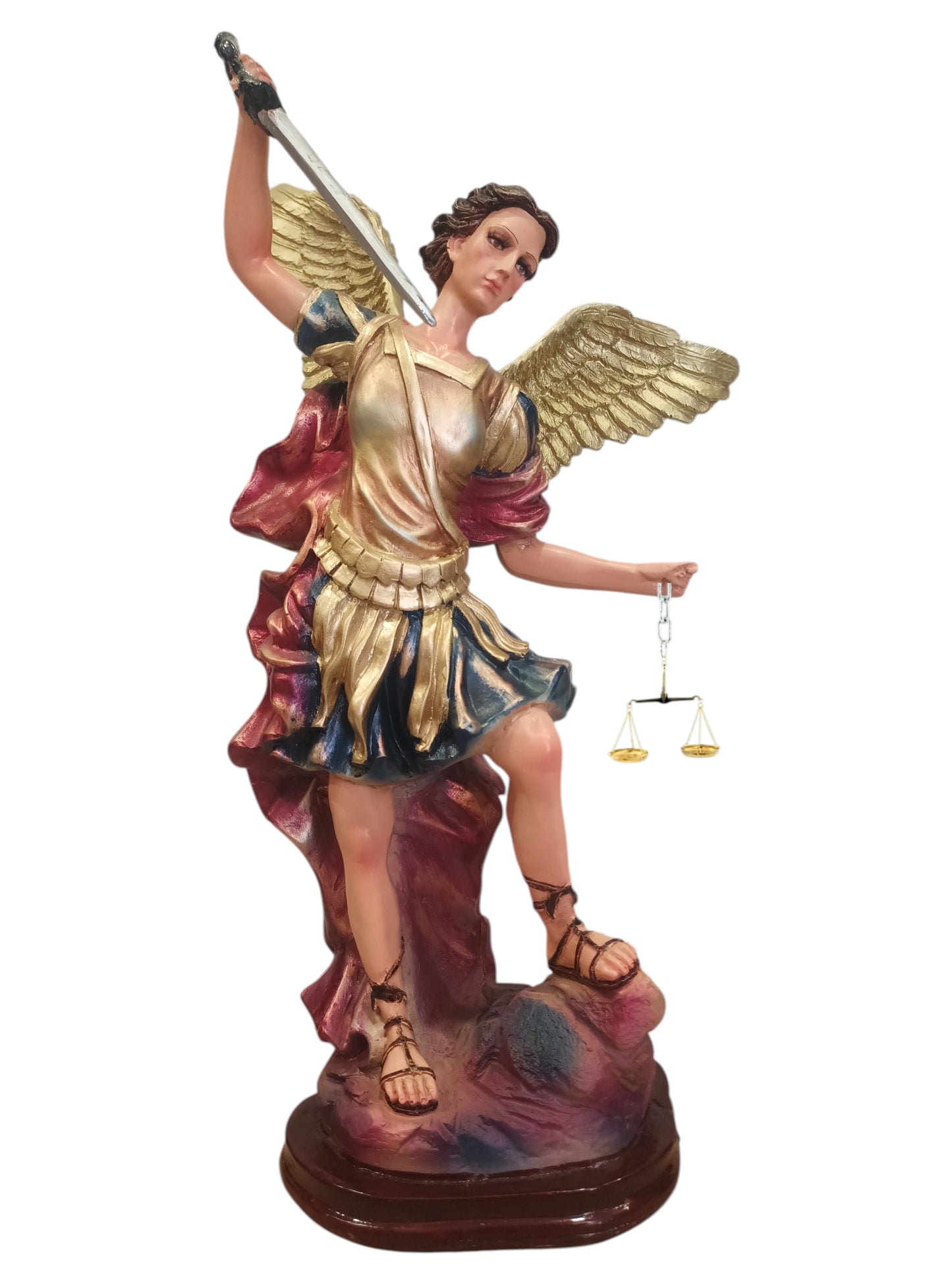 San Miguel Arcángel Triunfador 50 cm con espada y balanza sin diablo sin maligno
