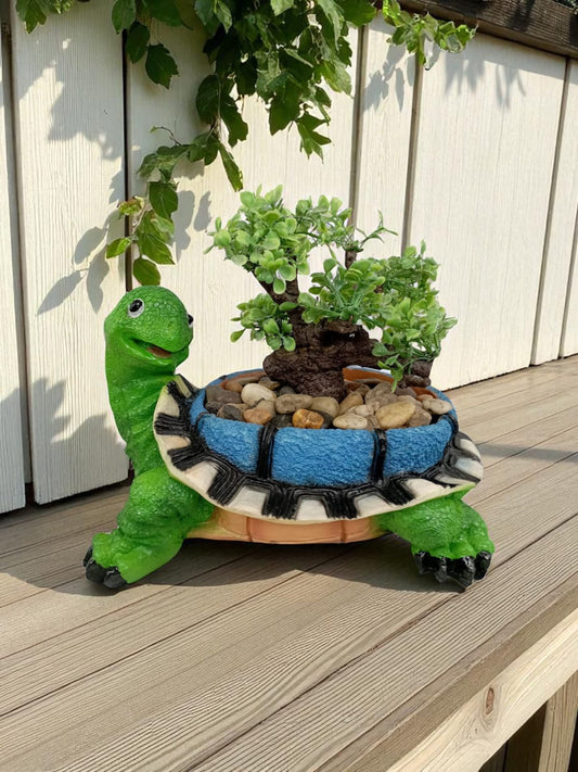 Macetero Decorativo de Tortuga | Porta Planta de Resina para Jardín y Hogar | Adorno de Animal para Decoración Interior y Exterior Jardín.
