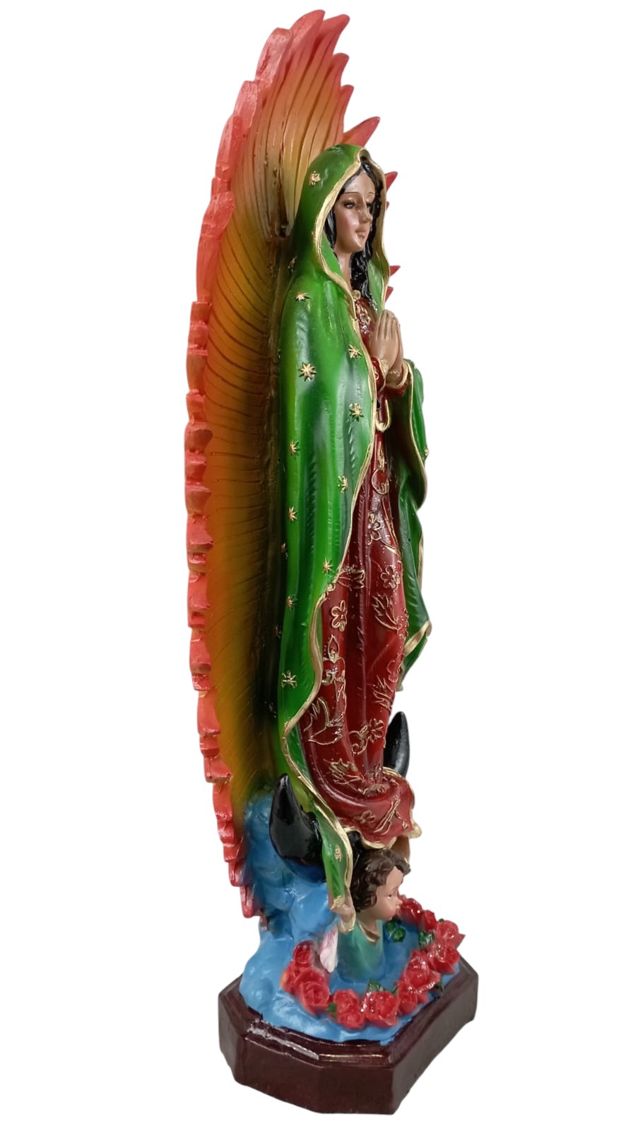Figura Religiosa Artesanal, Imagen Católica Grande, Virgen de Guadalupe 45 cm, Escultura para Altar