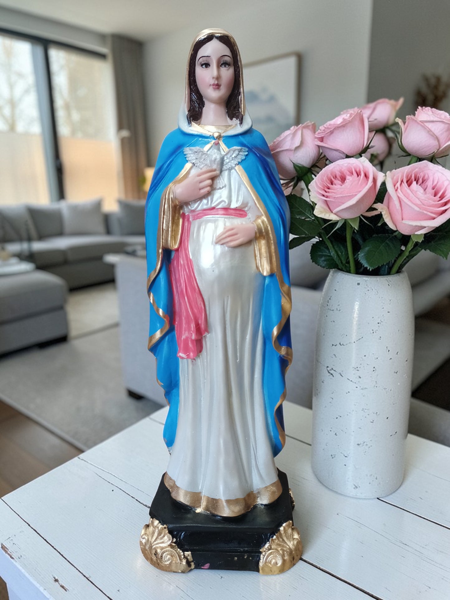 Virgen de la Dulce Espera 30 cm Escultura Apoyo a embarazo.