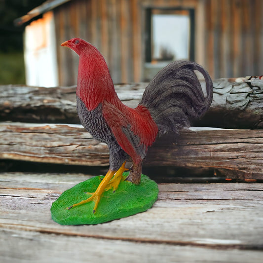 figura decorativa de gallo pelea colorado decoracion de rancho hacienda